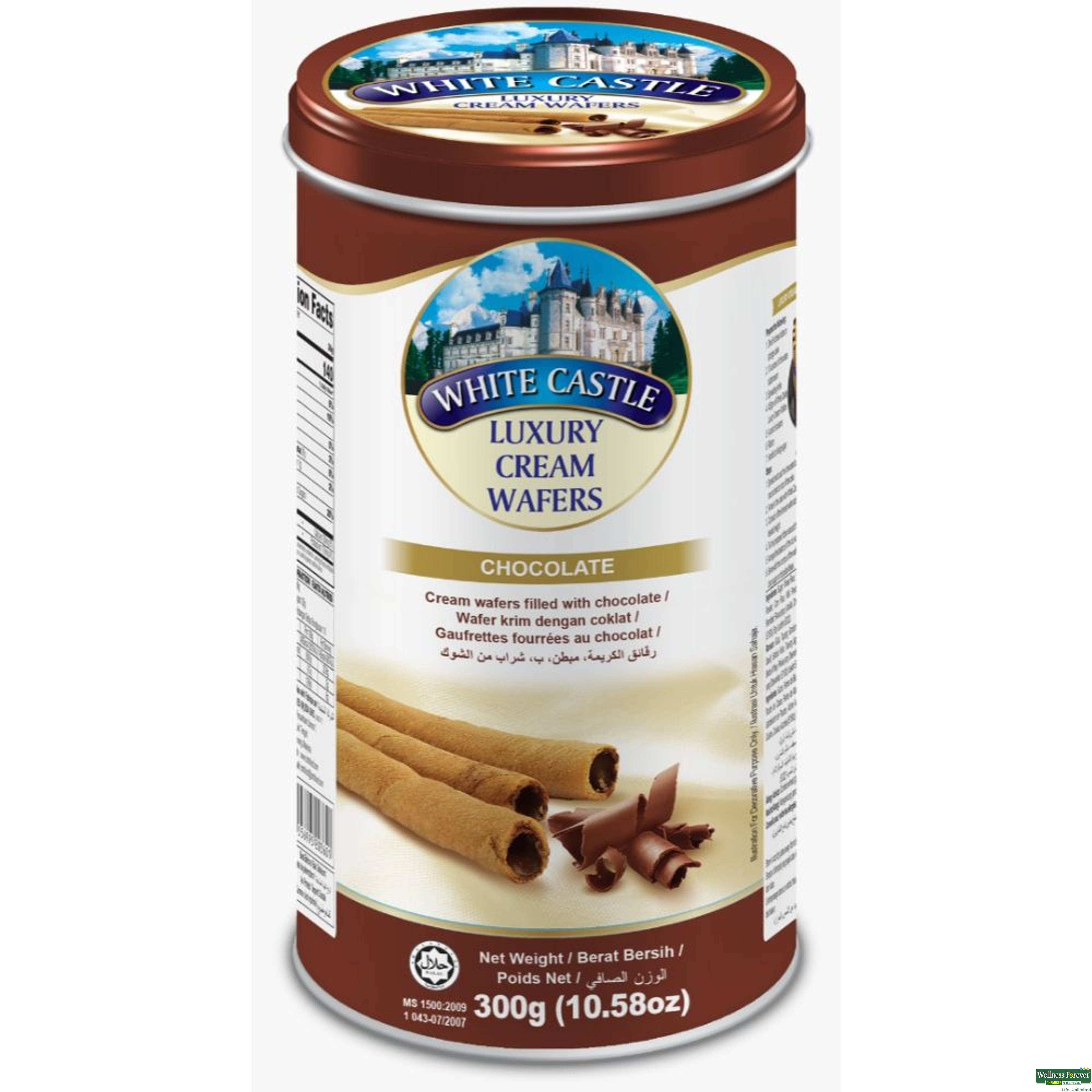 White Castle Luxury Chocolate Cream Wafer Roll Sticks, 300 g-image