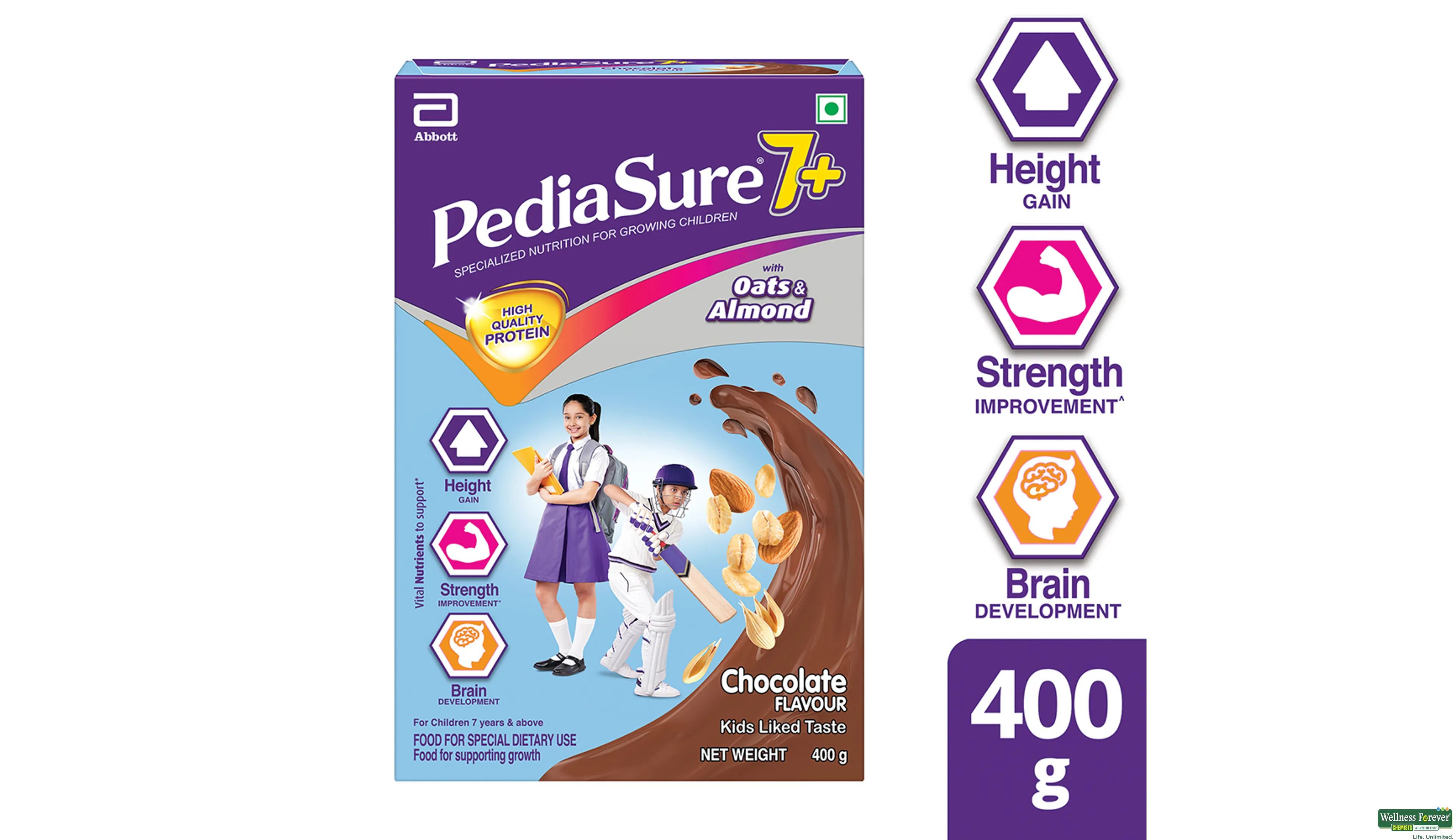 PEDIASURE 7 PLUS CHOCOLATE PWDR 400GM- 1, 400GM, 