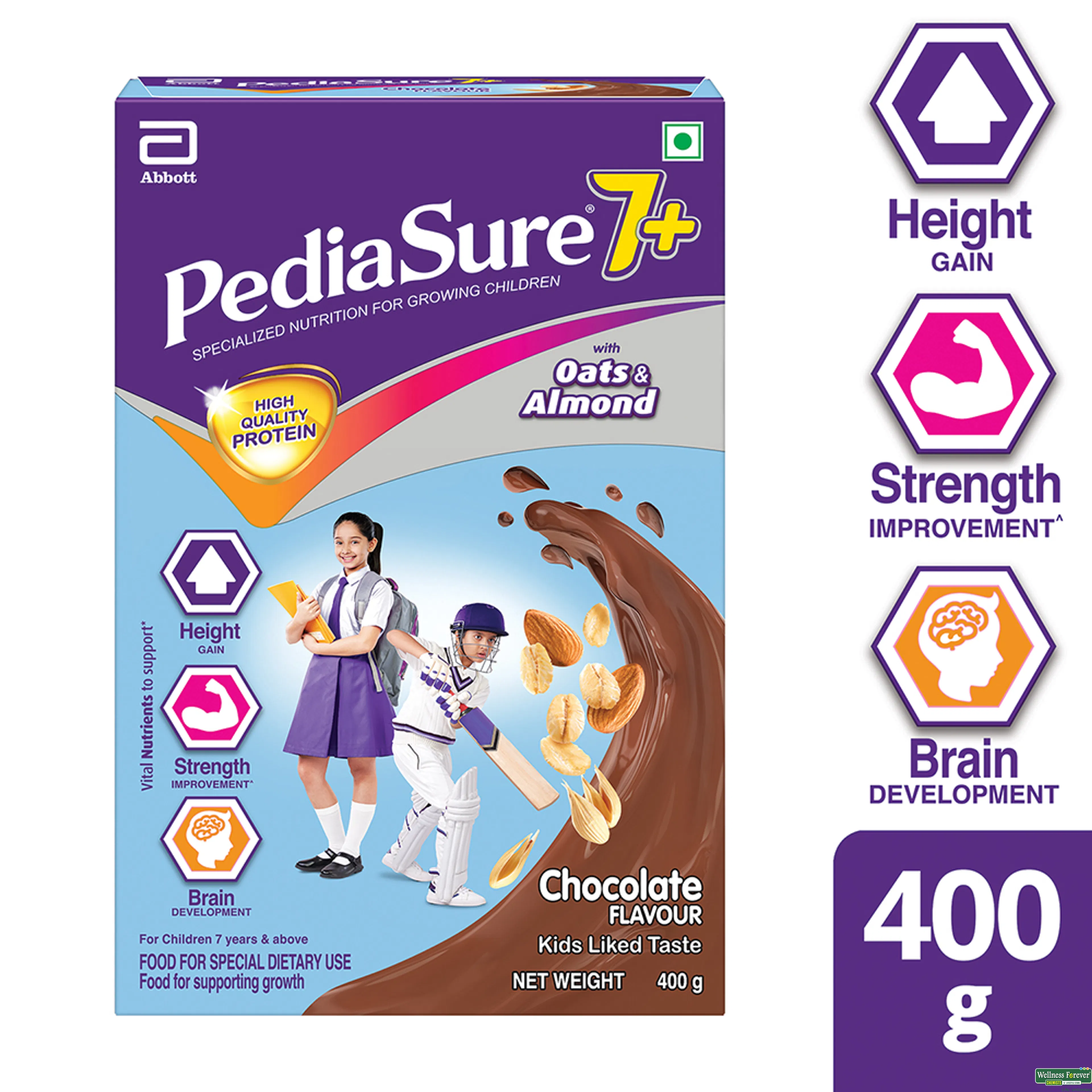 PEDIASURE 7 PLUS CHOCOLATE PWDR 400GM-image