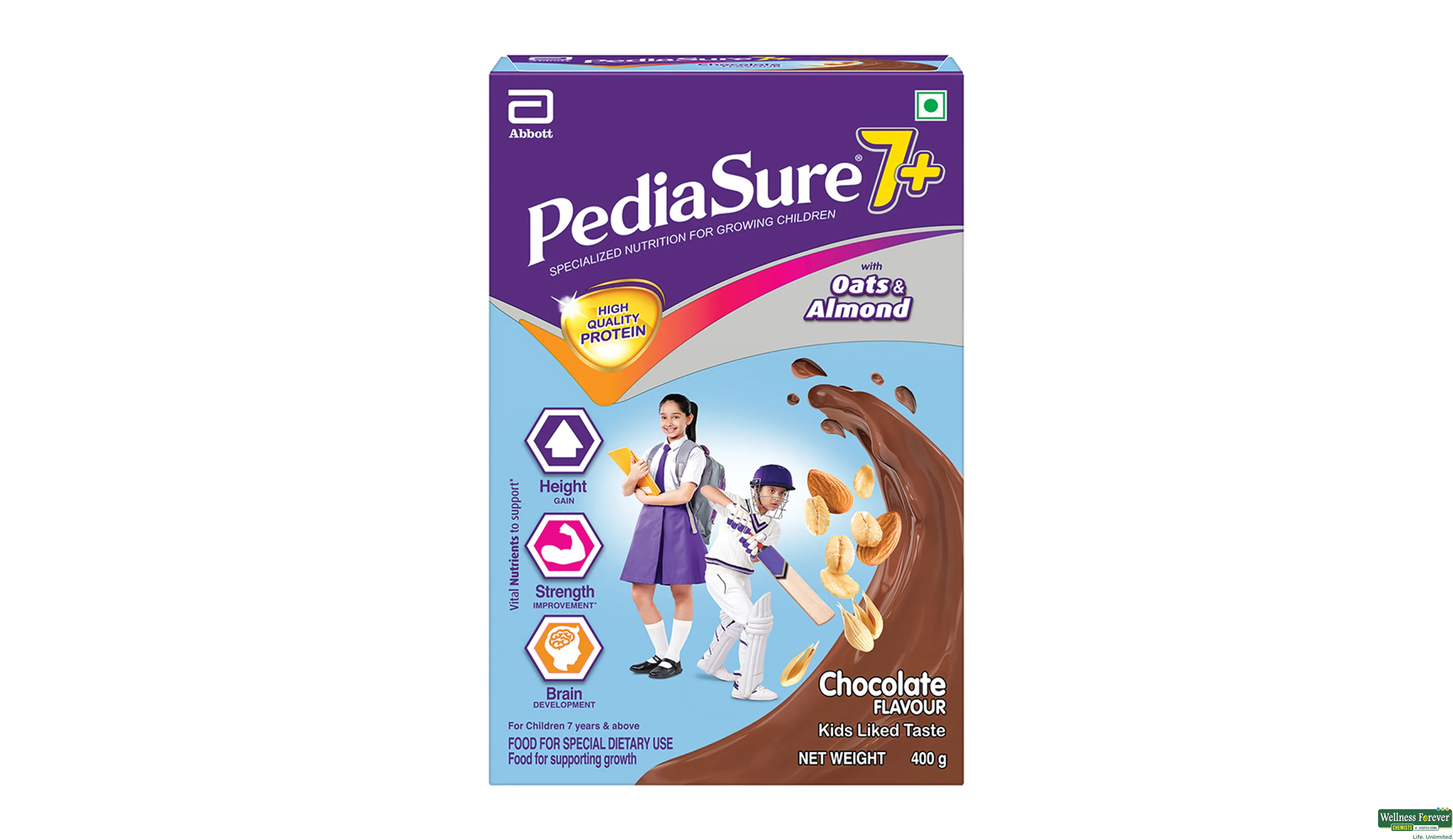 PEDIASURE 7 PLUS CHOCOLATE PWDR 400GM- 2, 400GM, 