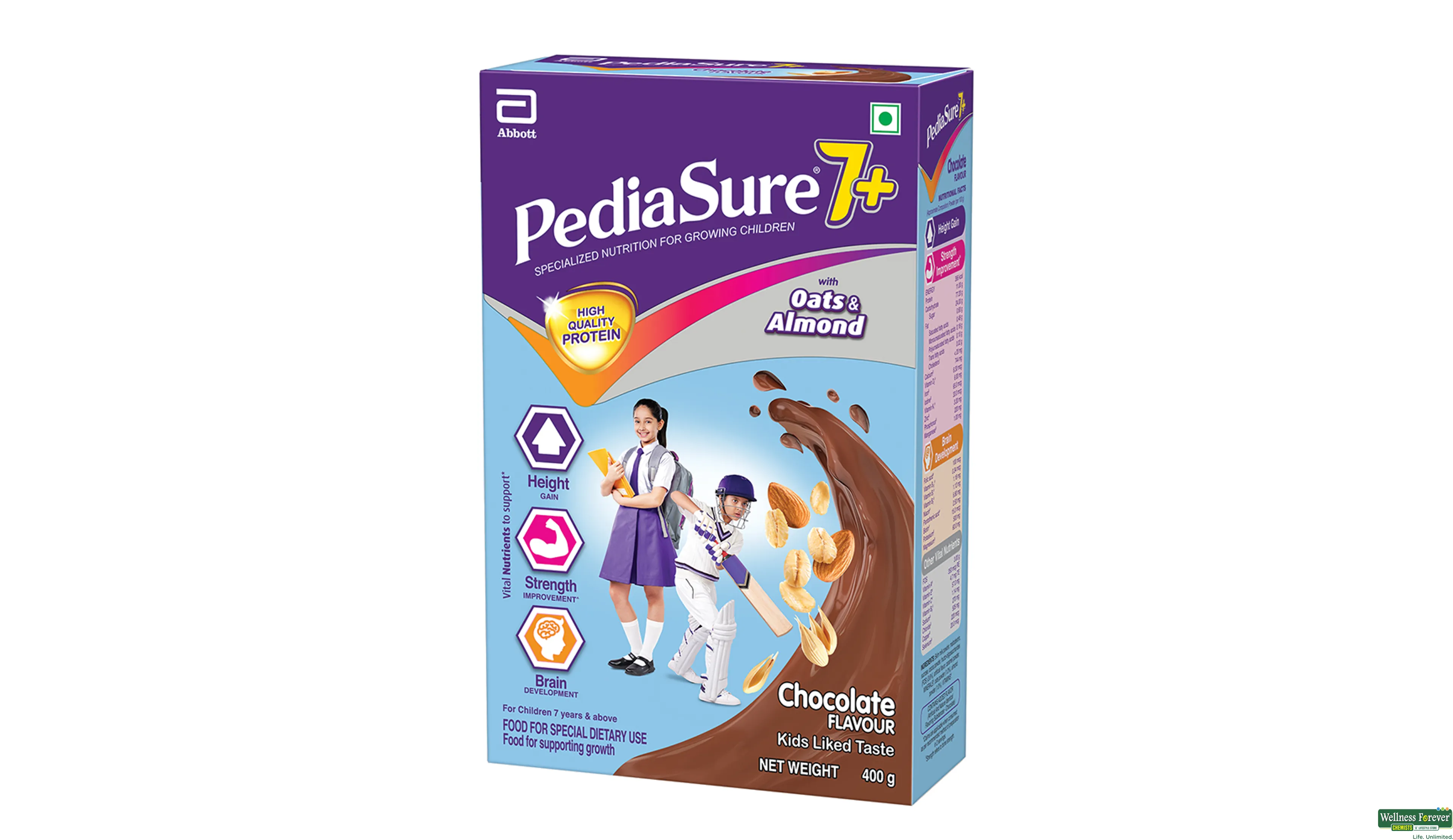 PEDIASURE 7 PLUS CHOCOLATE PWDR 400GM- 7, 400GM, 