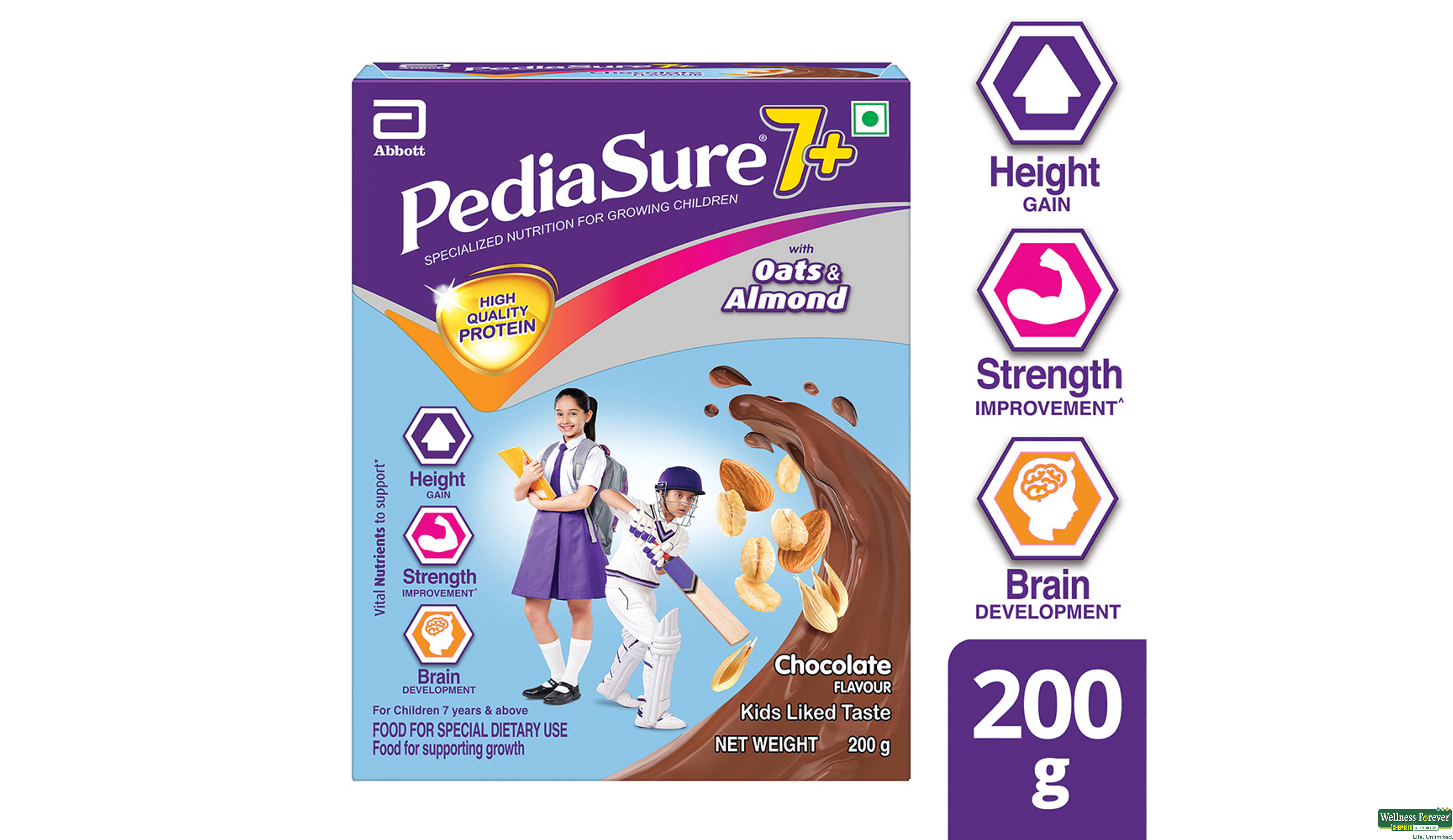 PEDIASURE 7 PLUS CHOCOLATE PWDR 200GM- 1, 200GM, 