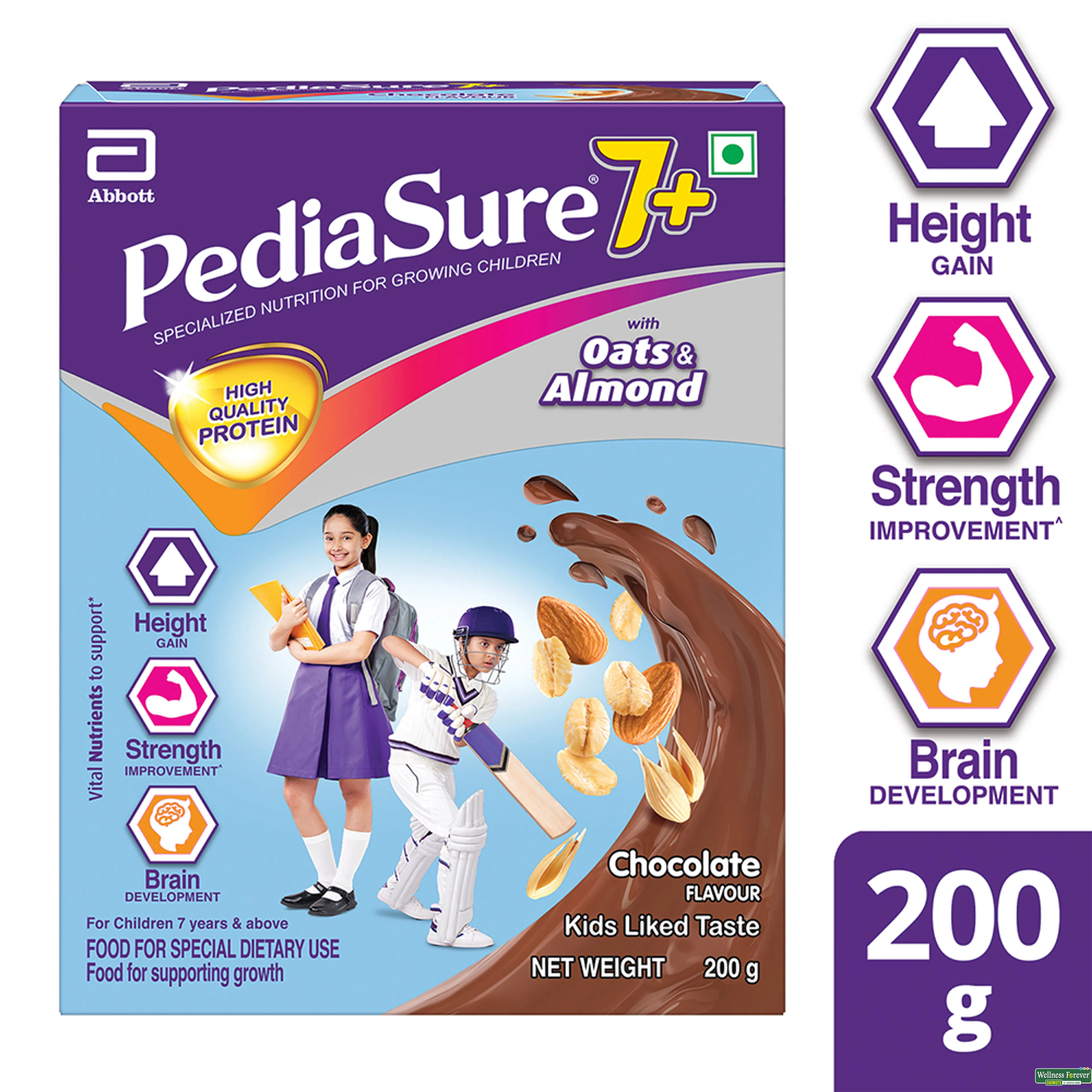 PEDIASURE 7 PLUS CHOCOLATE PWDR 200GM-image