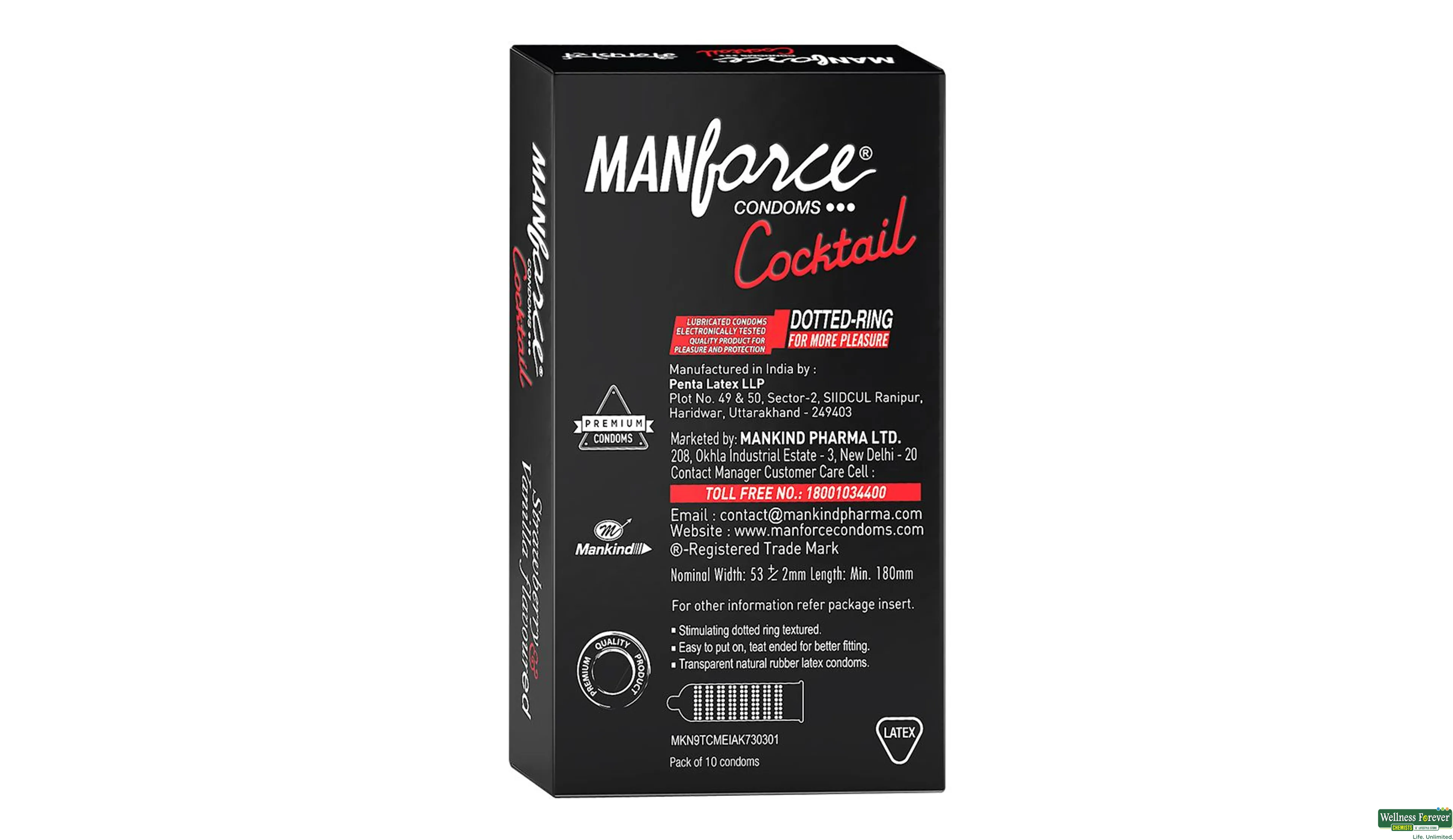 MANFORCE CONDOM STRAWBERRY/VANI 10PC- 2, 10PC, 