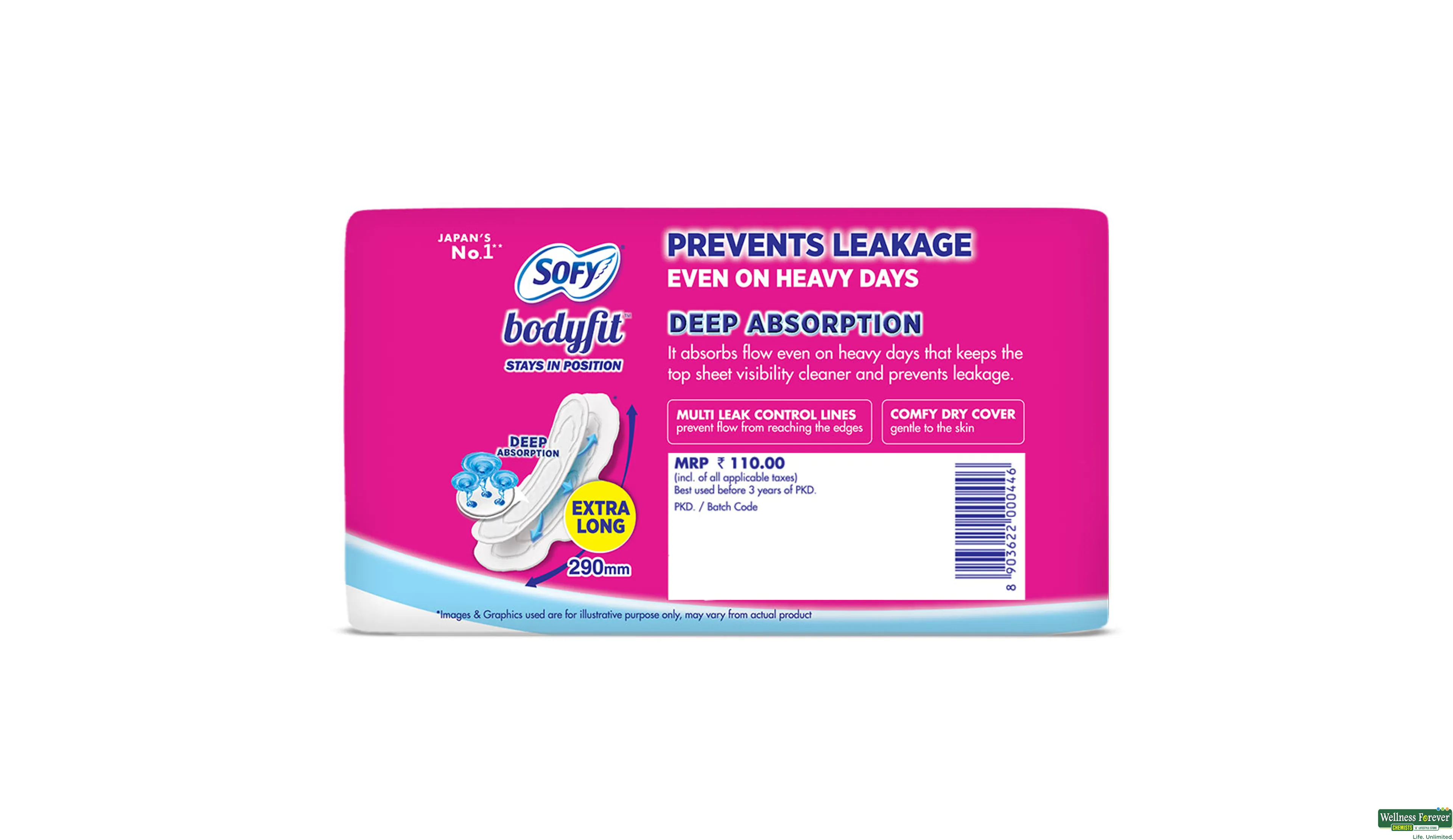 Sofy Cool Extra Long Sanitary Pads 54 Pieces Online - Sofy India