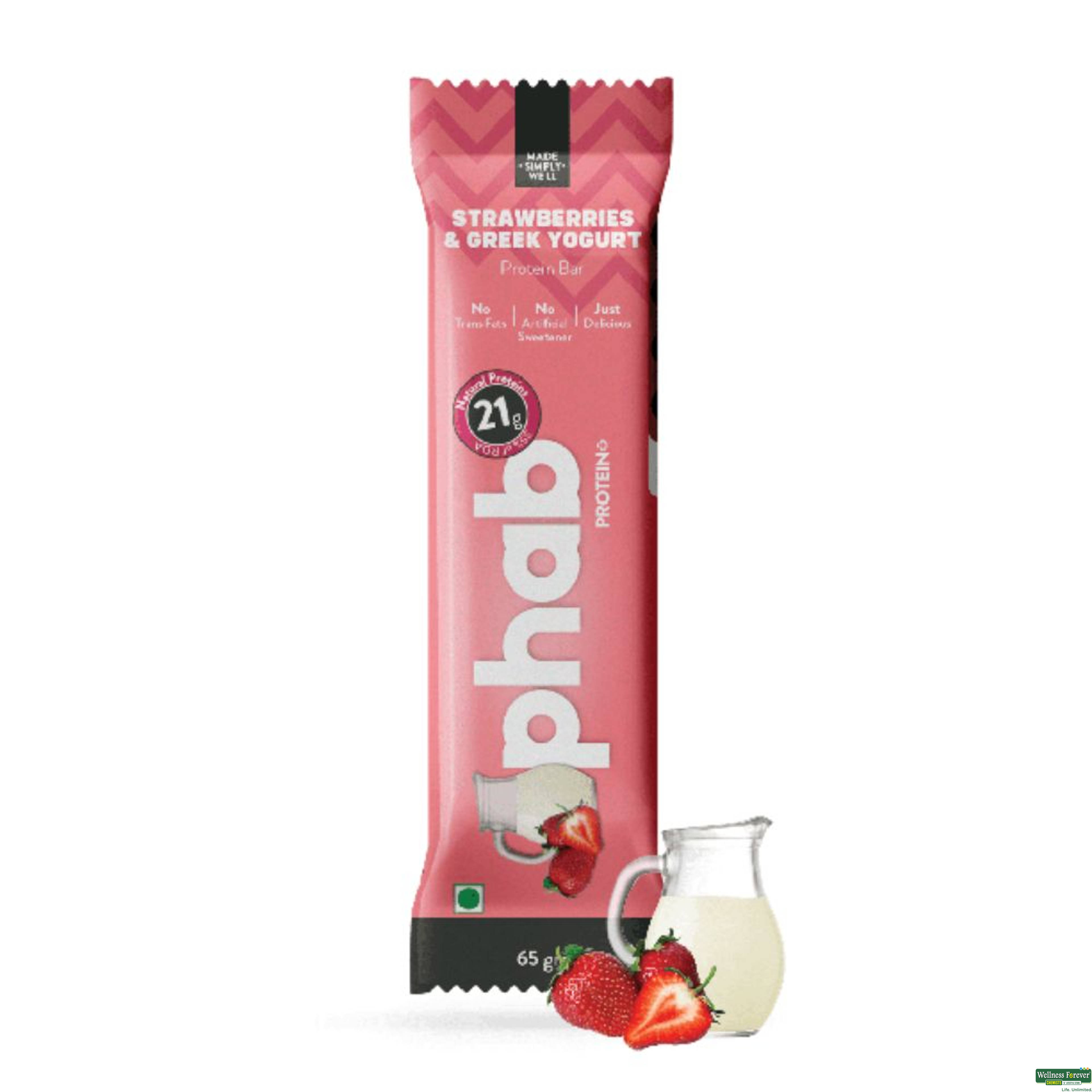 Phab 21g Protein Bar Strawberries & Greek Yogurt 65g-image