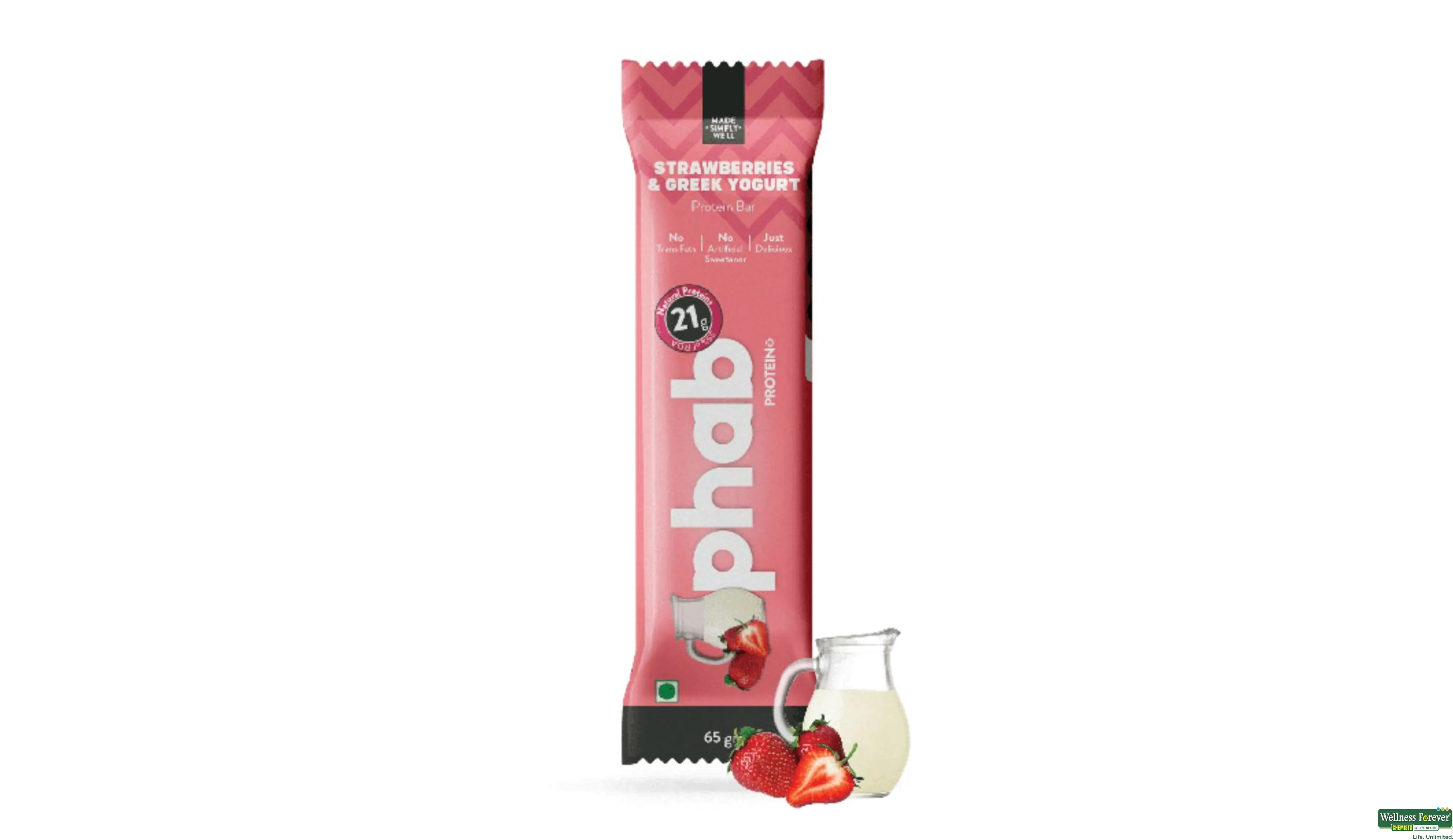 PHAB PROTEIN BAR STRAWBERRIES 65GM- 1, 65GM, null