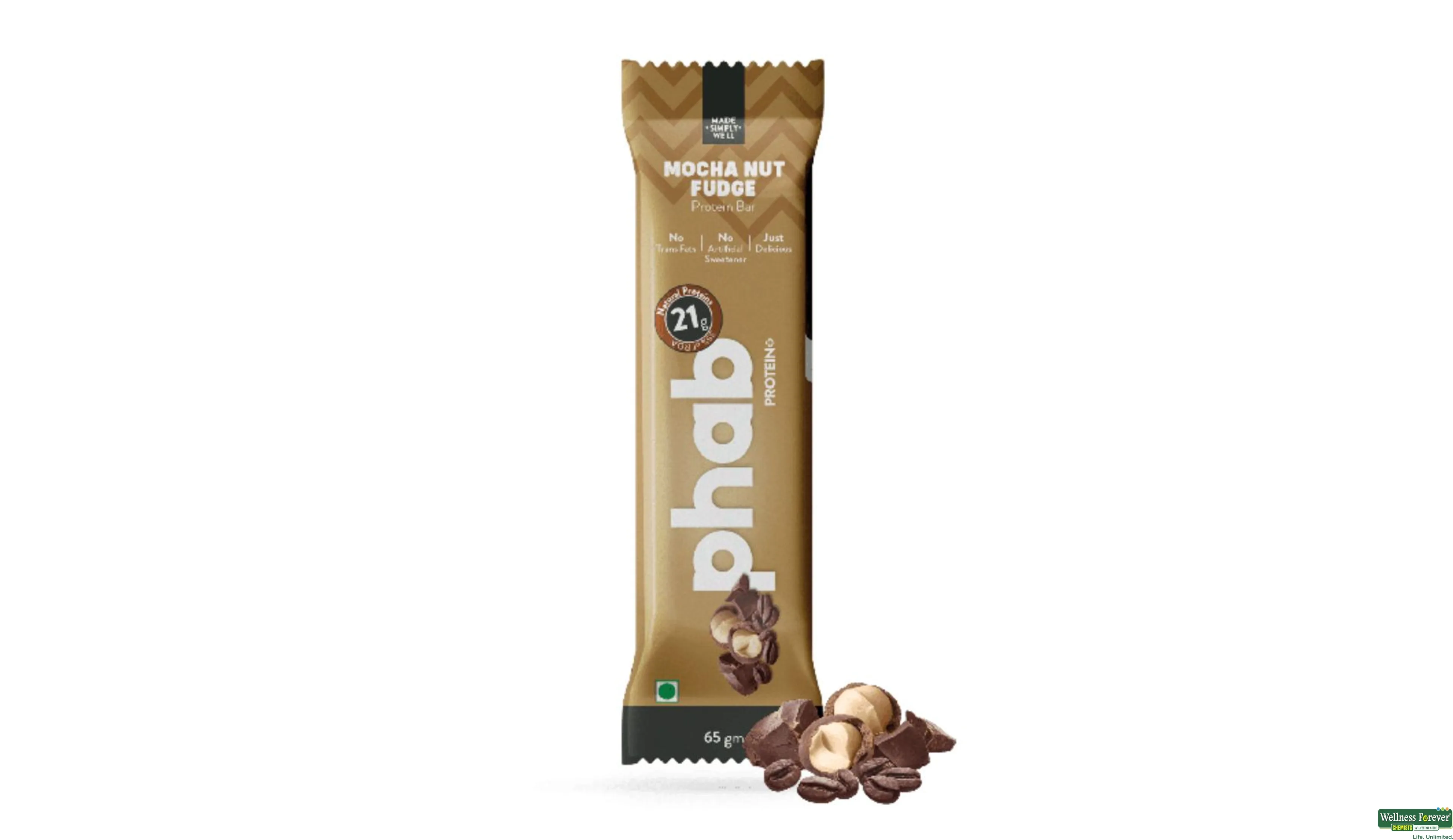 PHAB PROTEIN BAR MOCHA NUT FUDGE 65GM- 1, 65GM, null