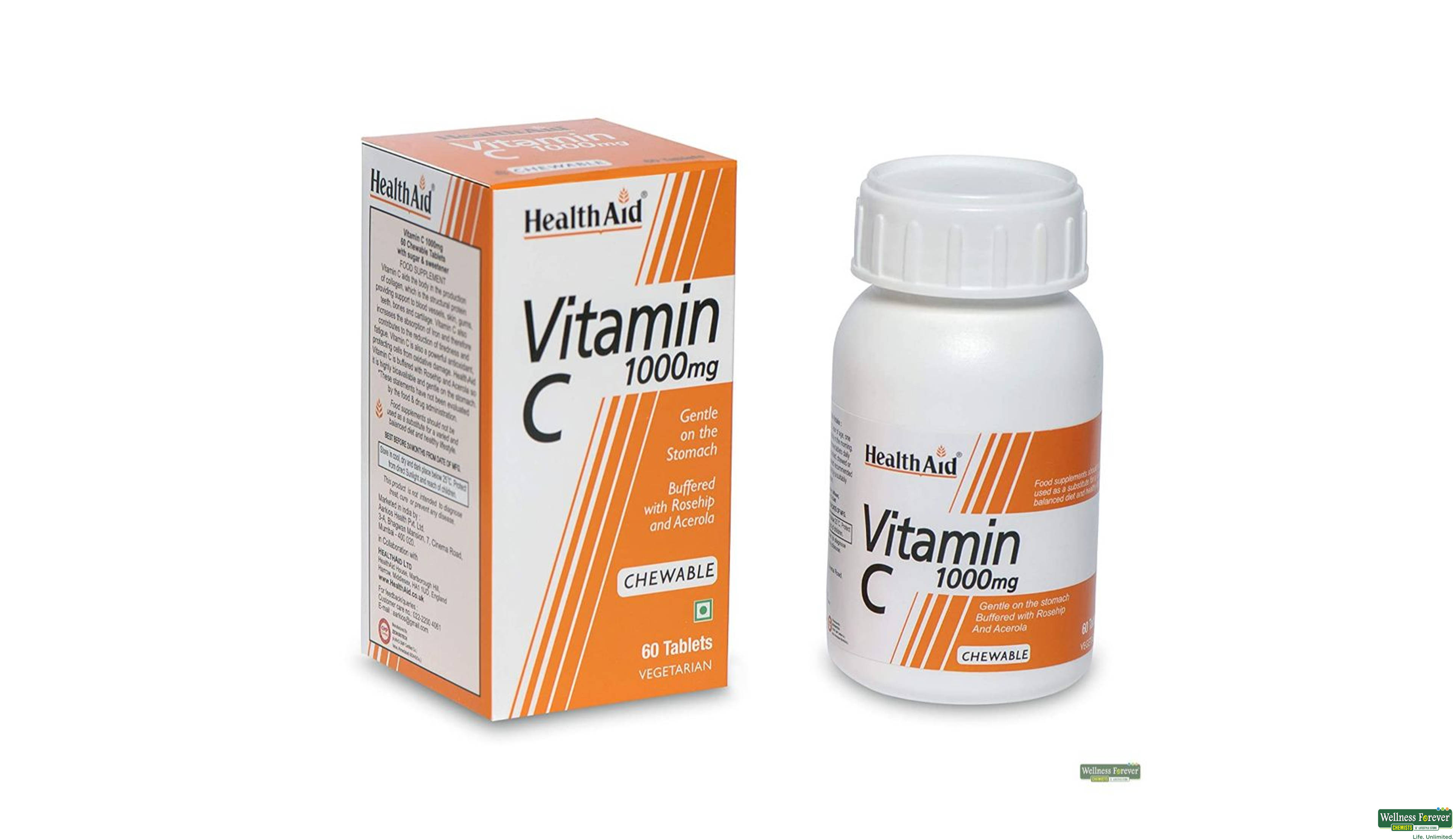 HEALTH AID VITAMIN-C 1000MG /VIT-D 60TAB- 1, 60TAB, 