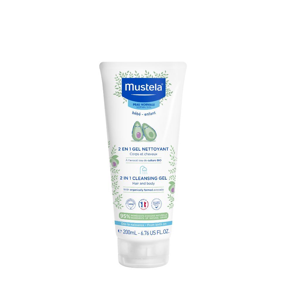  Mustela Baby 2-in-1 Cleansing Gel - Baby Body & Hair Cleanser -  with Natural Avocado - Biodegradable Formula & Tear-Free - 6.76 fl. oz.  (Pack of 1) : Baby