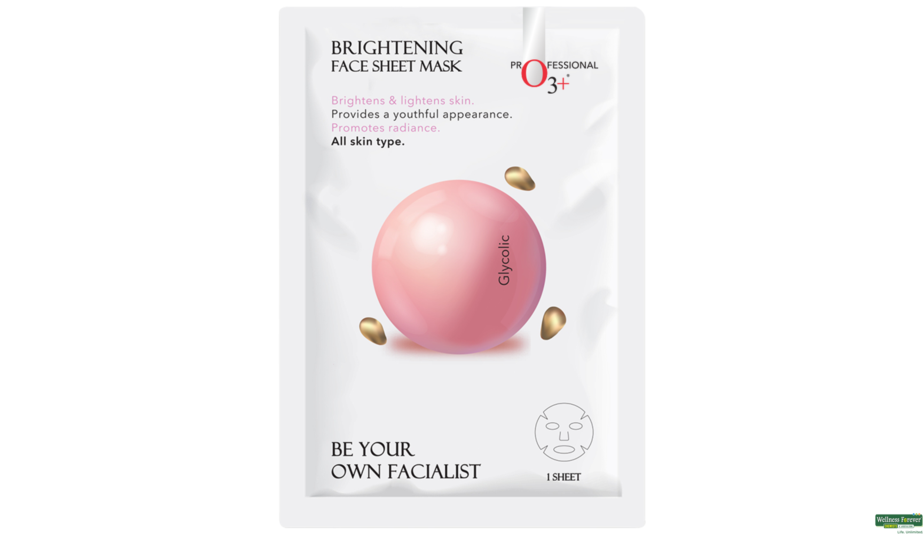 O3+ F/MASK PROFESSIONAL BRIGHTING 1PC- 2, 1PC, 