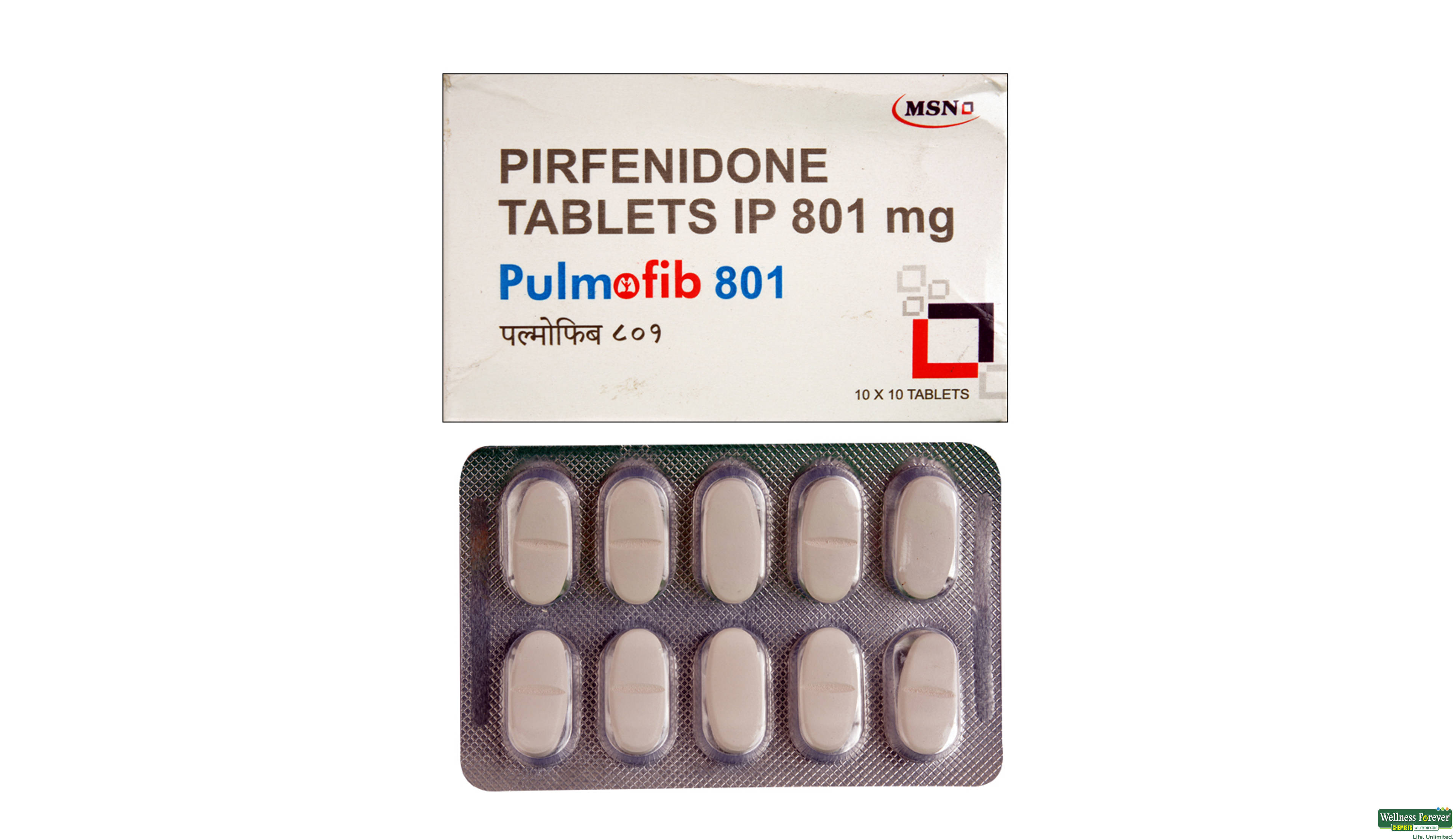 PULMOFIB 801MG 10TAB- 1, 10TAB, 