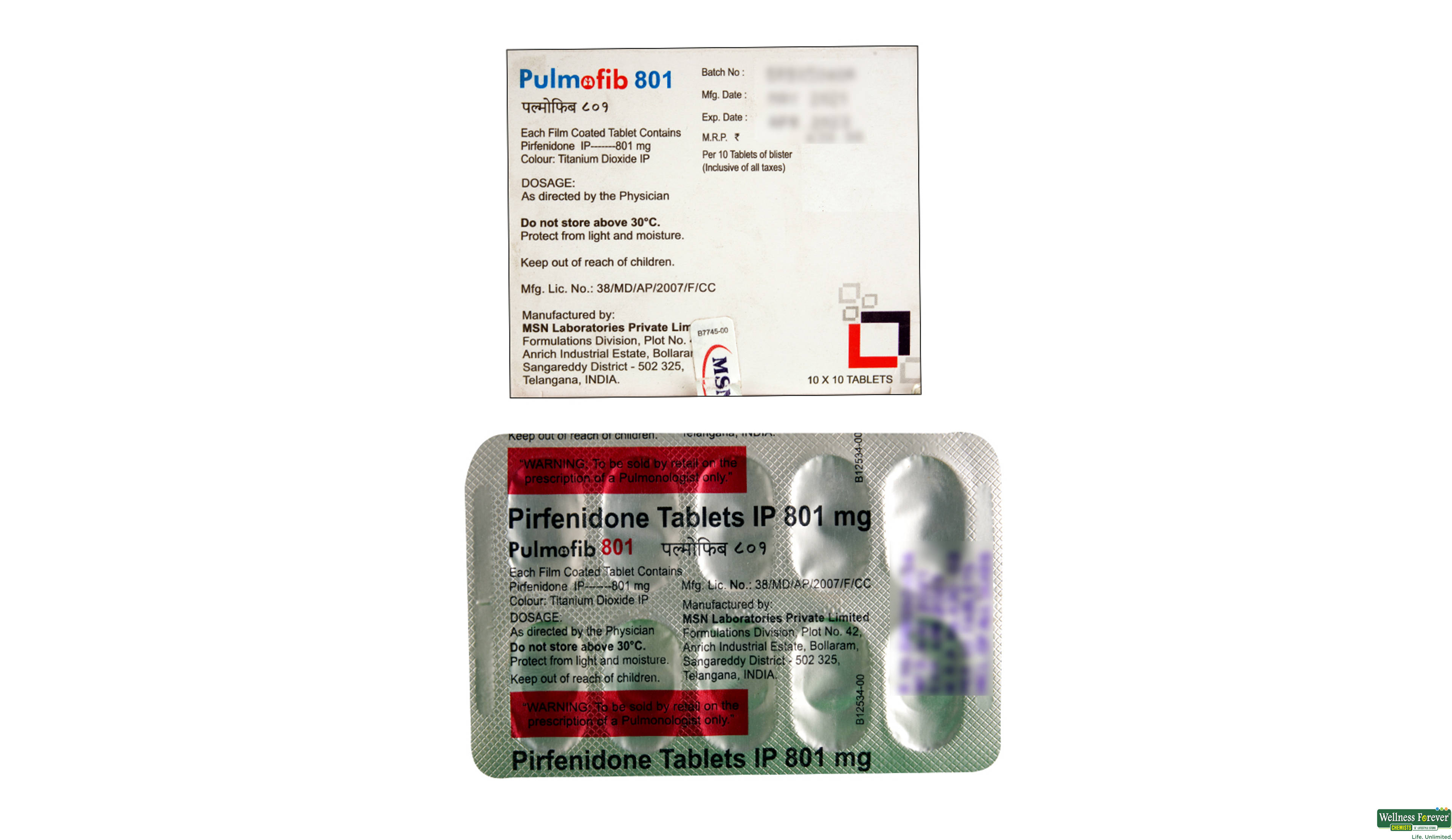 PULMOFIB 801MG 10TAB- 2, 10TAB, 
