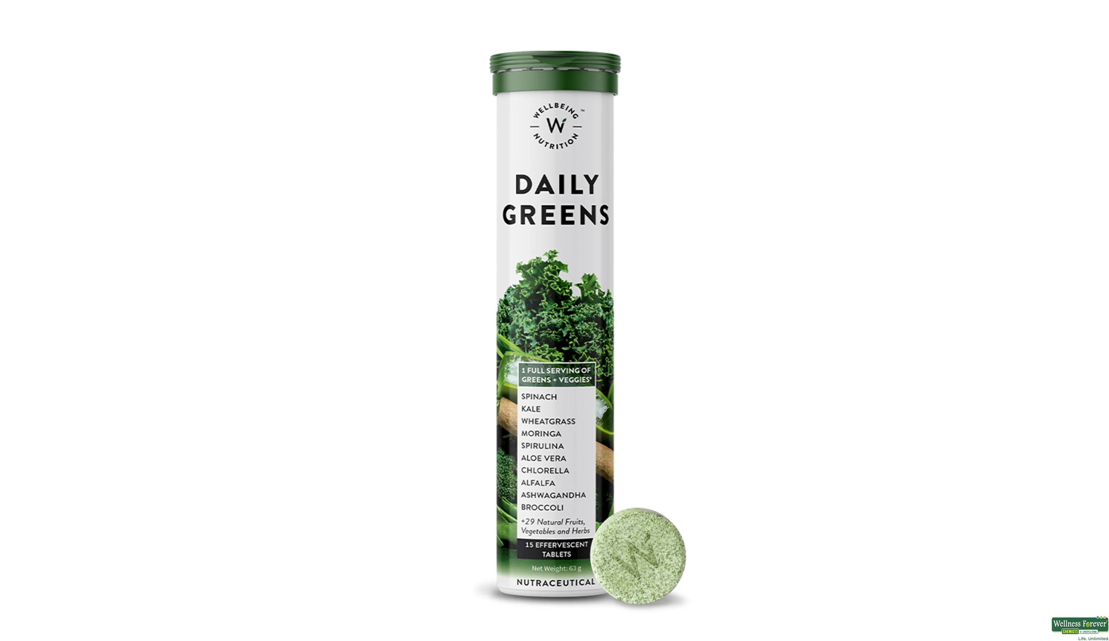 WELLBEING NUTRITION DAILY GREENS 15TAB- 1, 15TAB, null