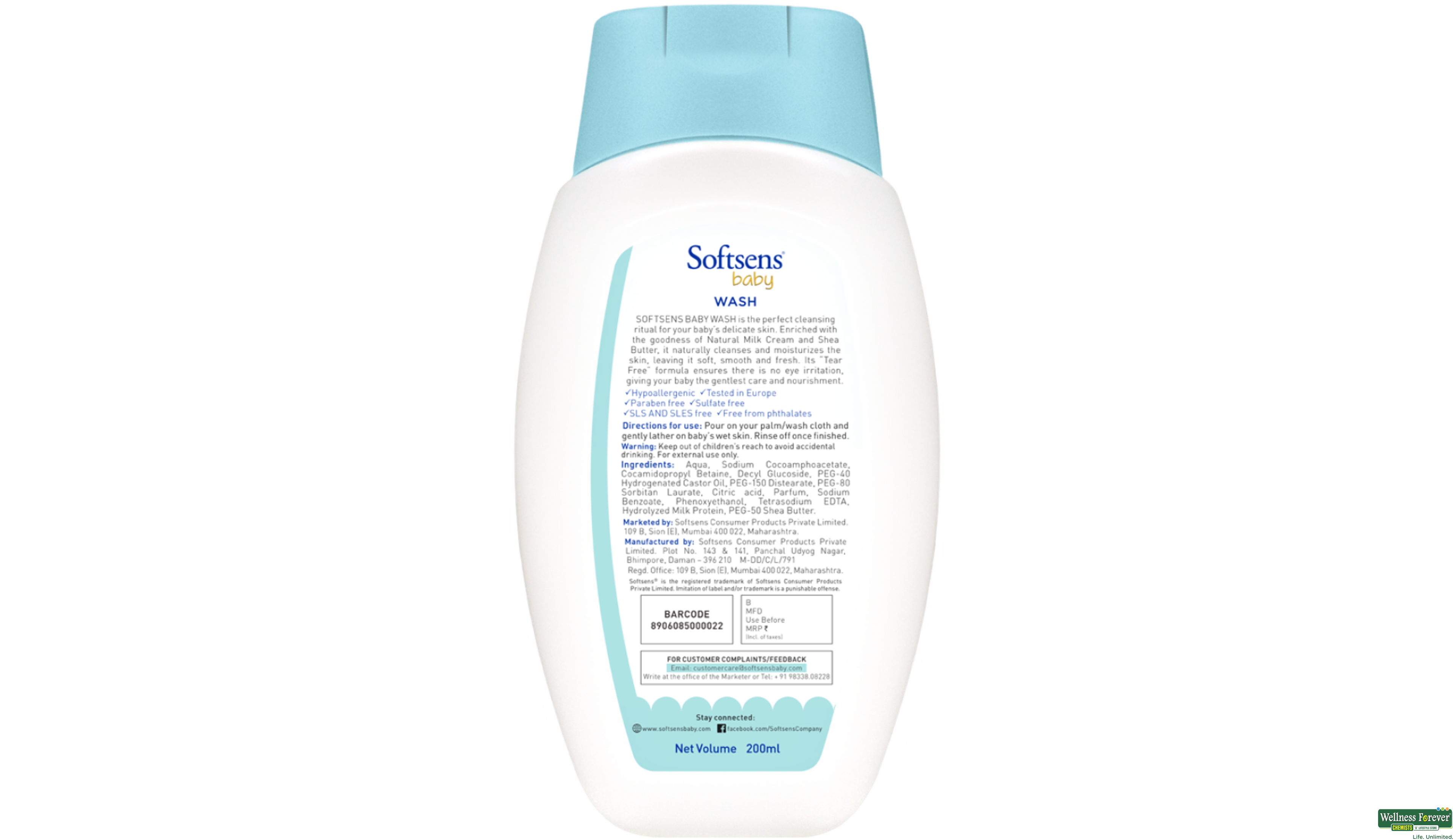 SOFTSENS BABY WASH 200ML- 2, 200ML, 