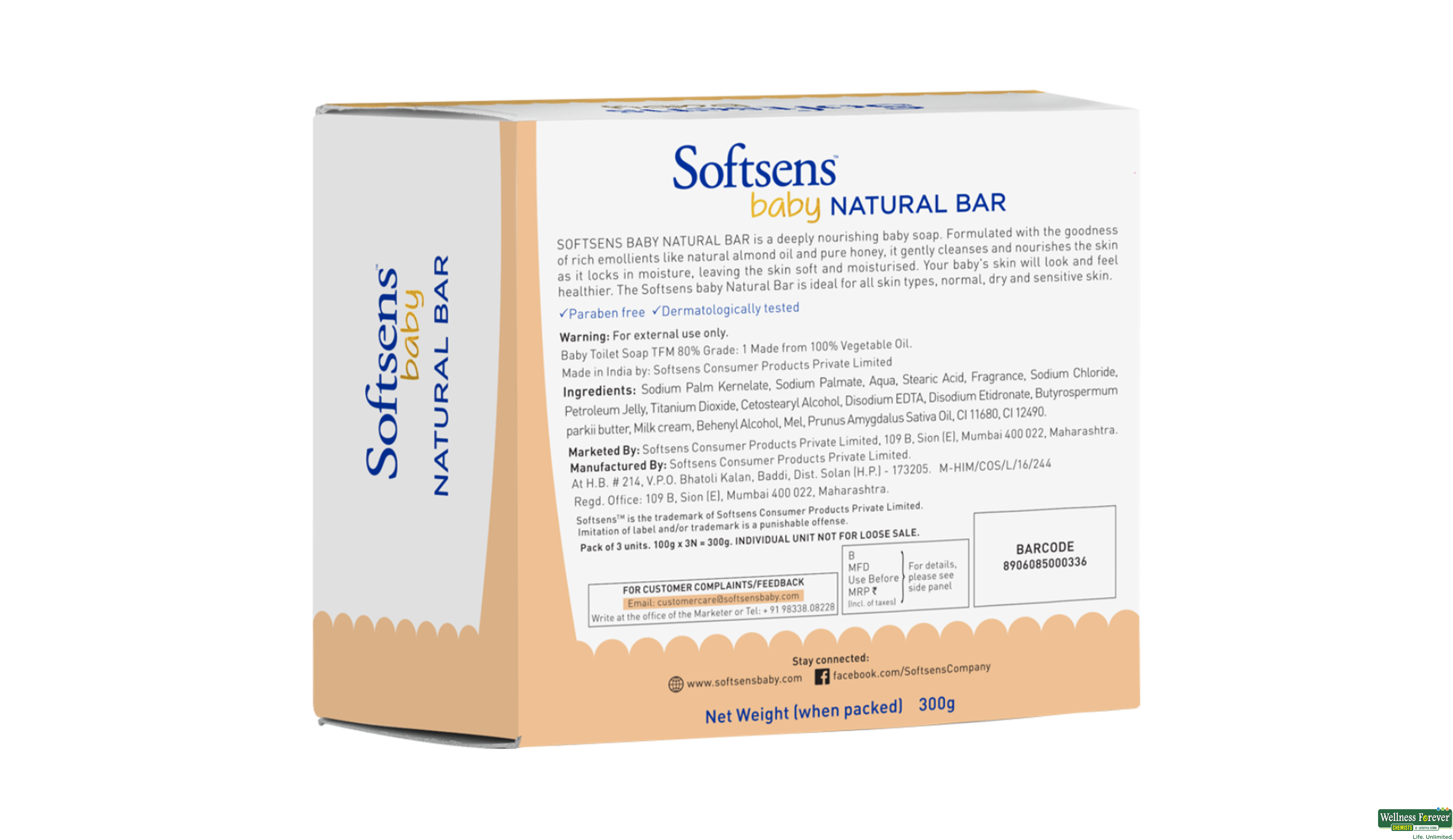 SOFTSENS BABY NATURAL BAR 3X100GM- 2, 100GM, 