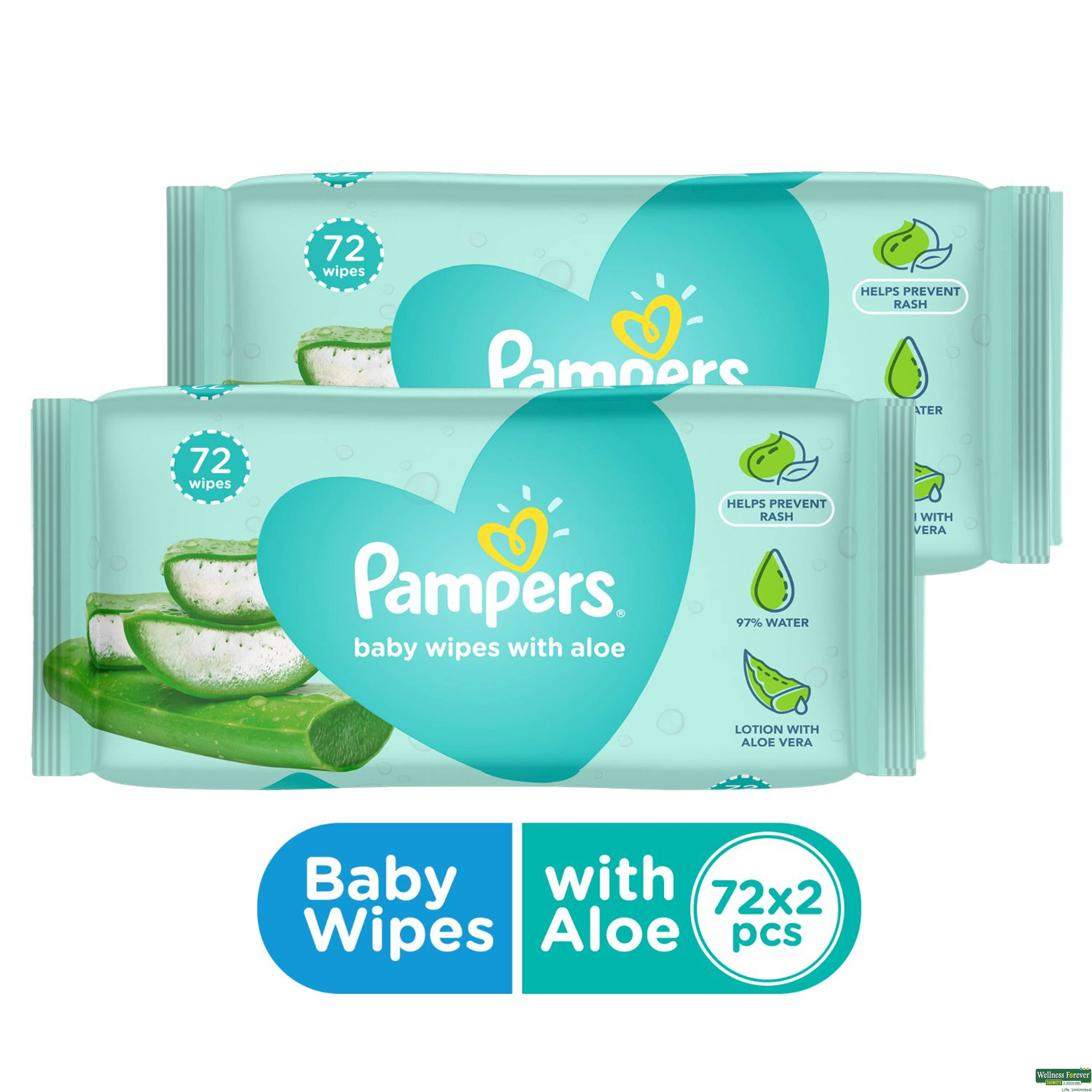 PAMPERS BABY WIPES COMBI PACK 2X72PC-image