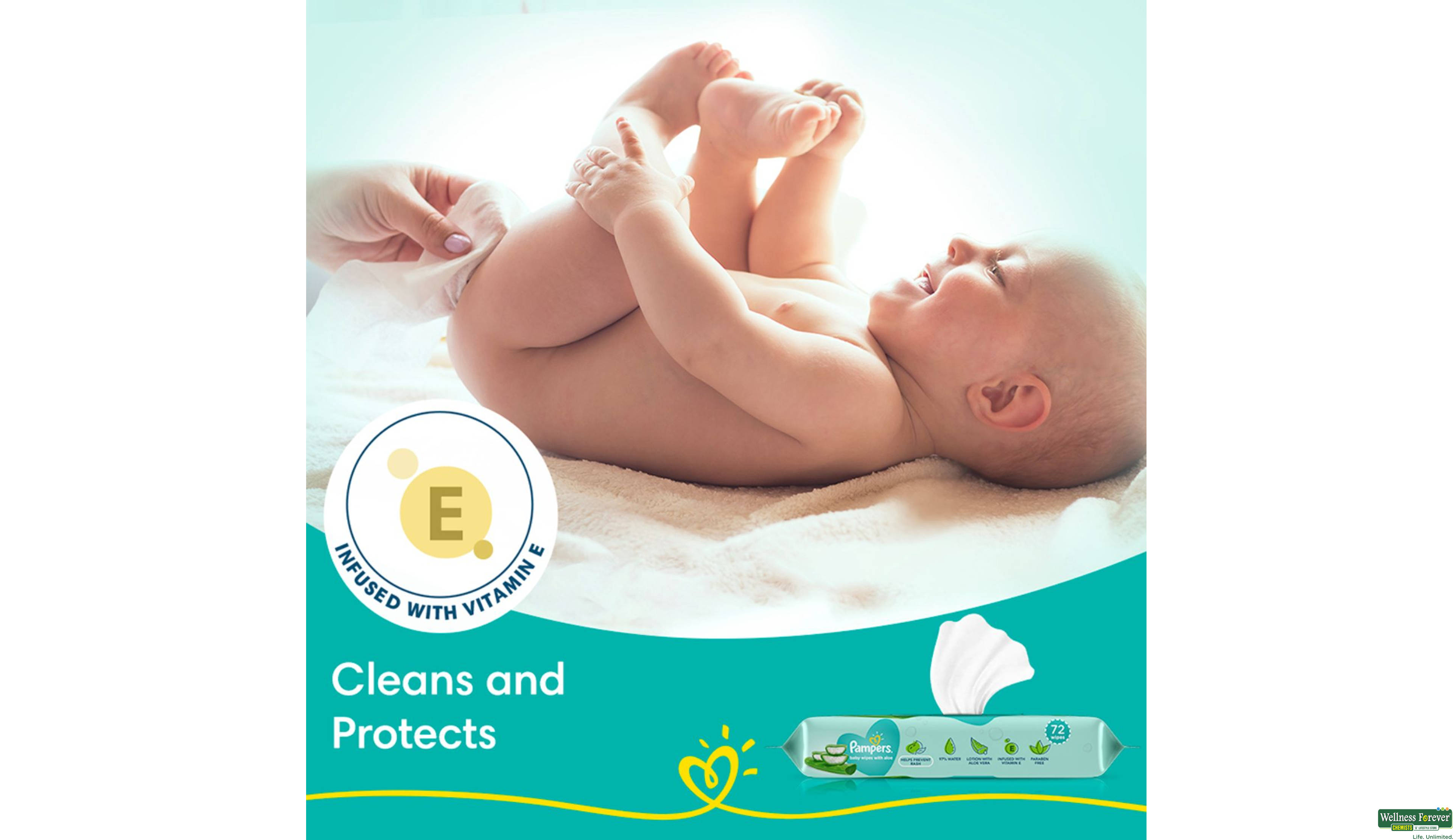 PAMPERS BABY WIPES COMBI PACK 2X72PC- 6, 72PC, 