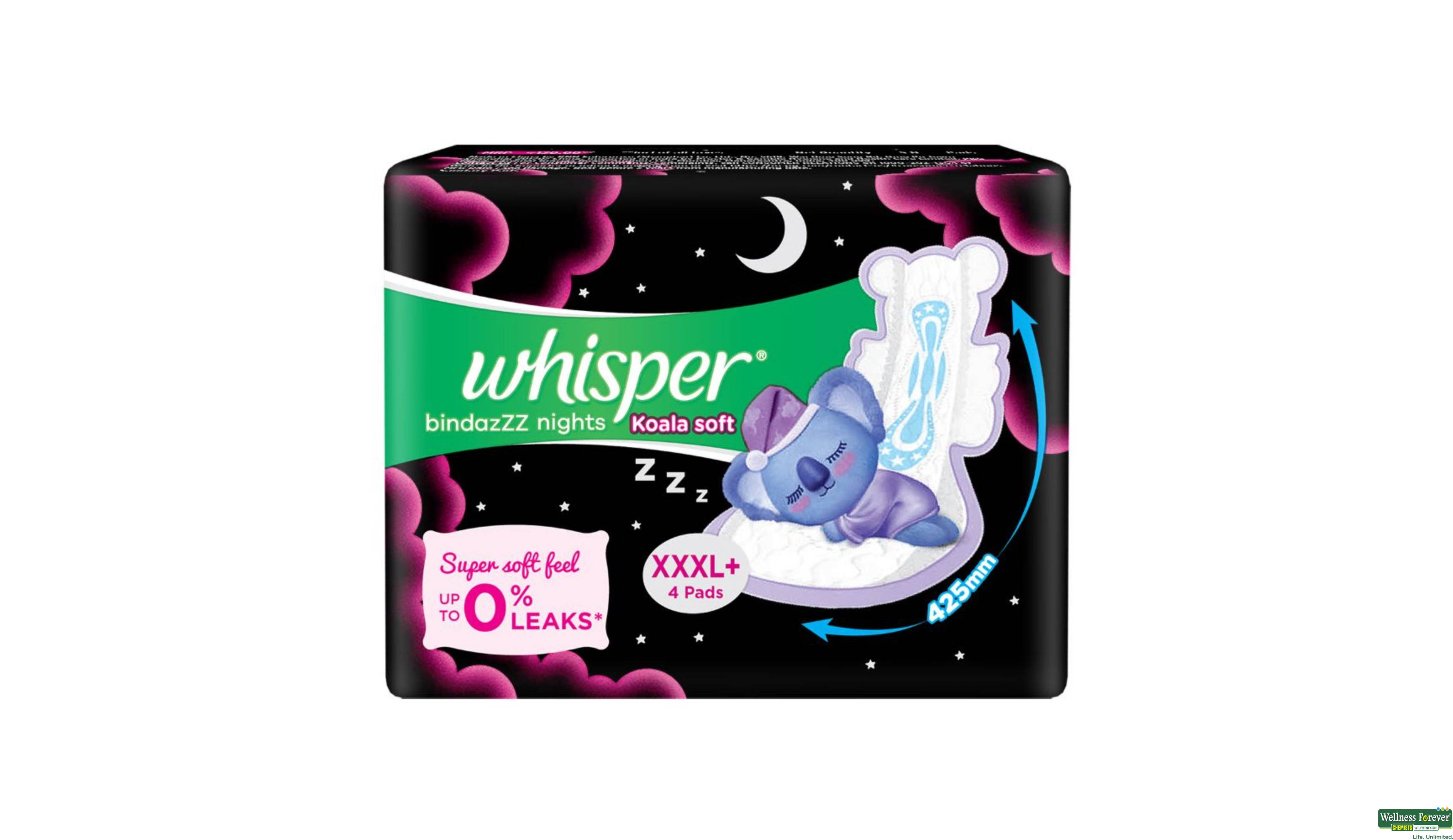 WHISPER SA/PADS KOALA NIGHTS XXXL+ 4PADS- 1, 4PC, 