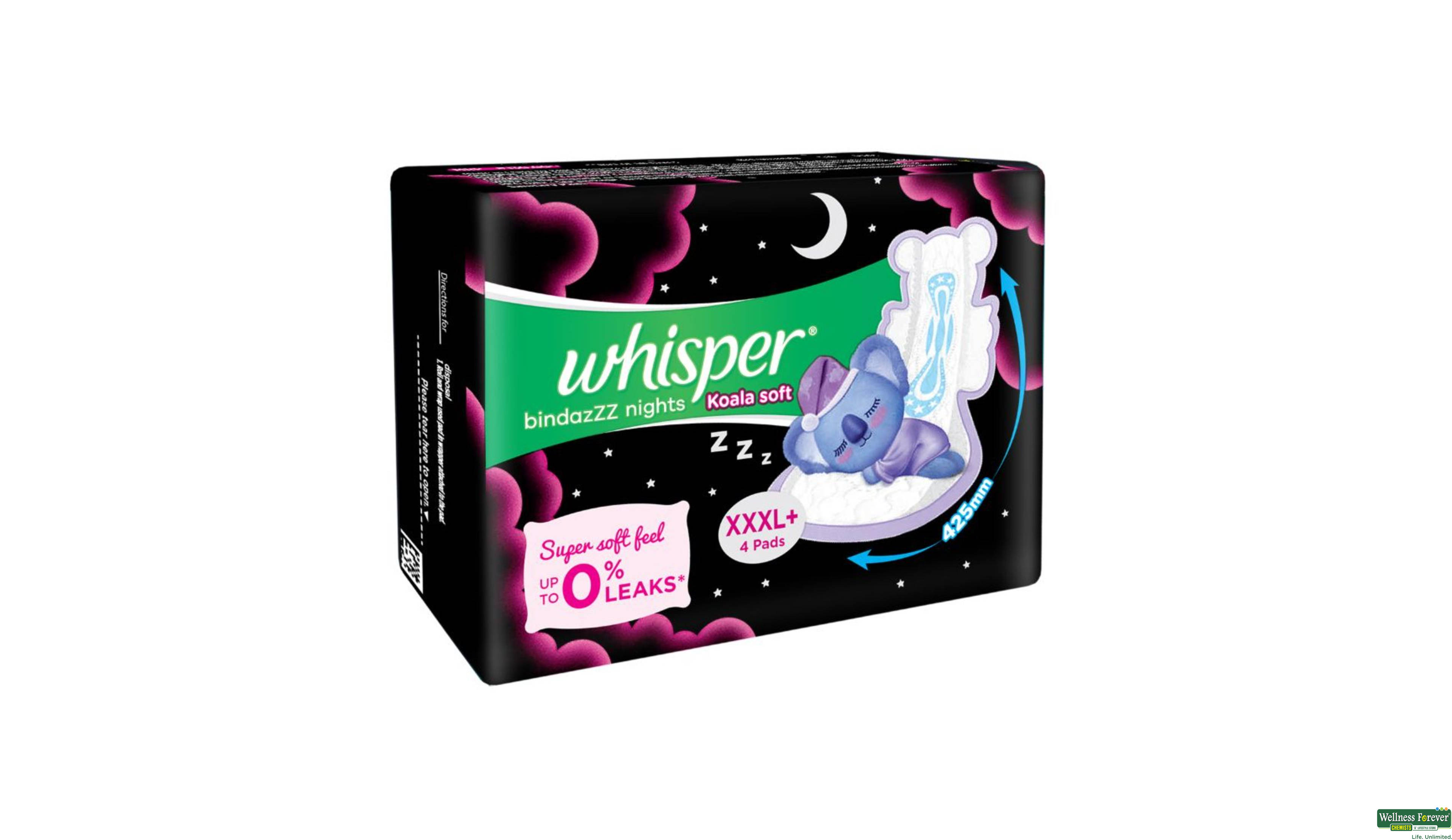 WHISPER SA/PADS KOALA NIGHTS XXXL+ 4PADS- 2, 4PC, 