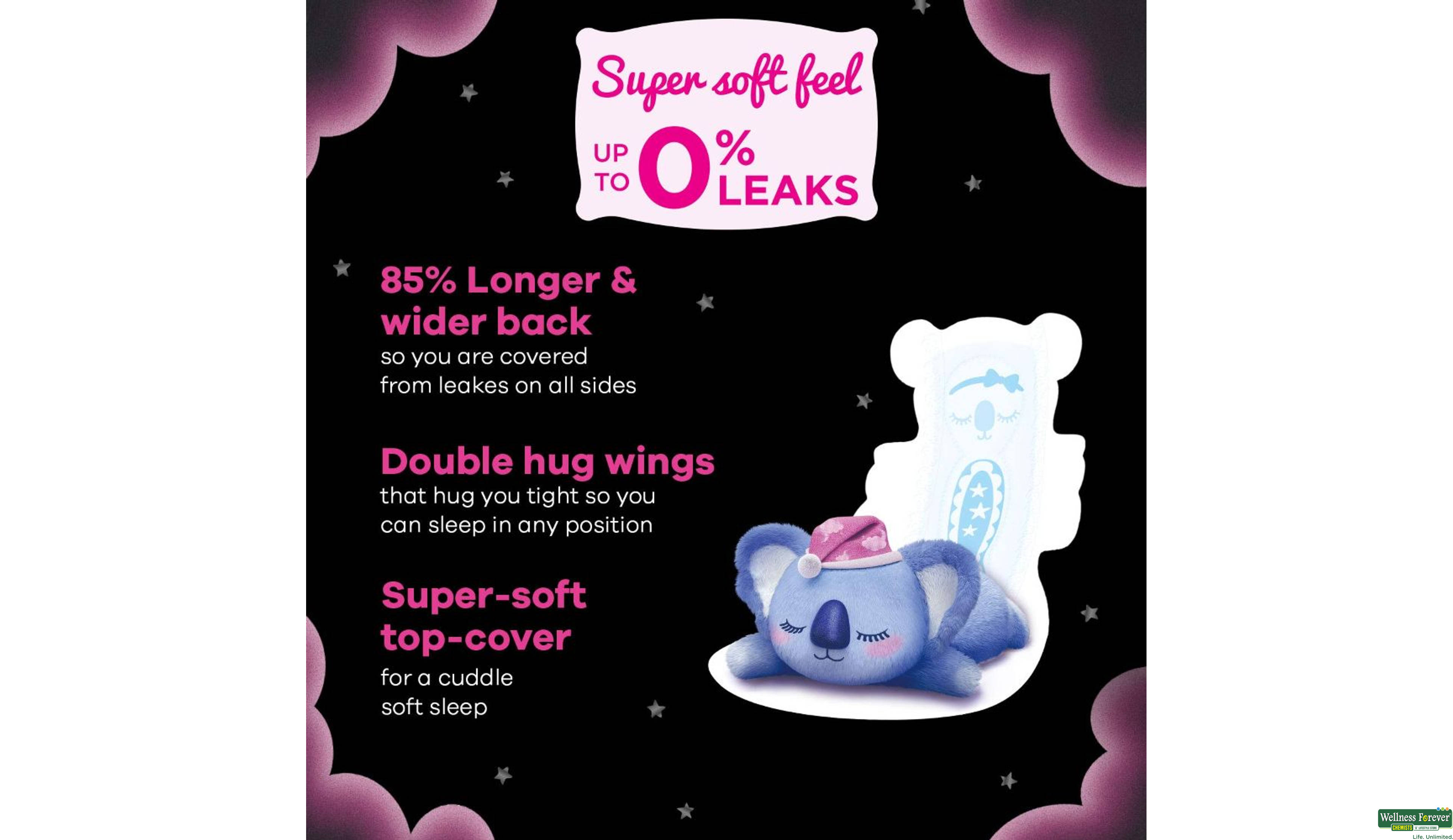 WHISPER SA/PADS KOALA NIGHTS XXXL+ 8PADS- 6, 8PC, 