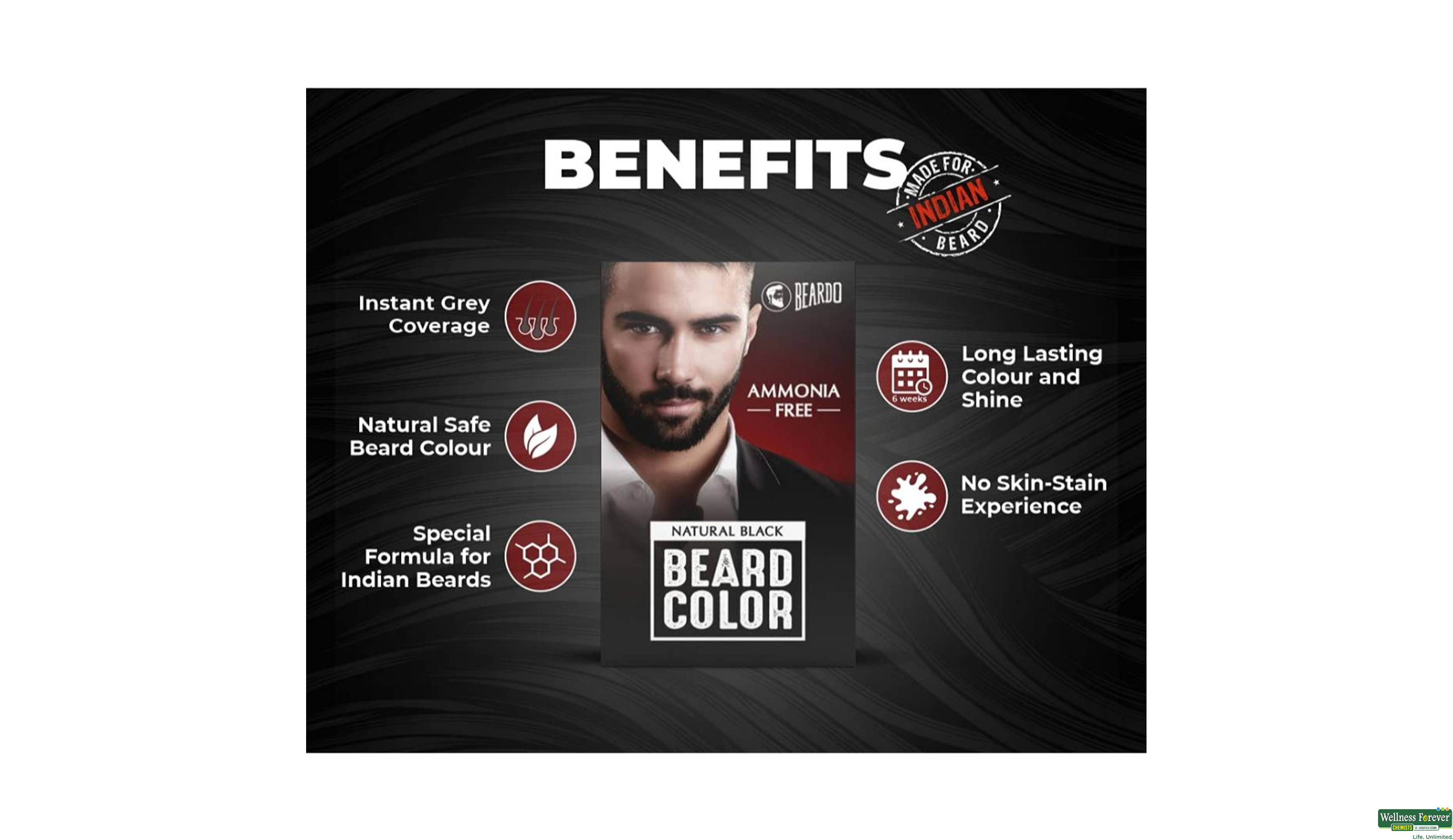 BEARDO H/COLOR BEARD N/BLACK 60ML- 4, 60ML, 