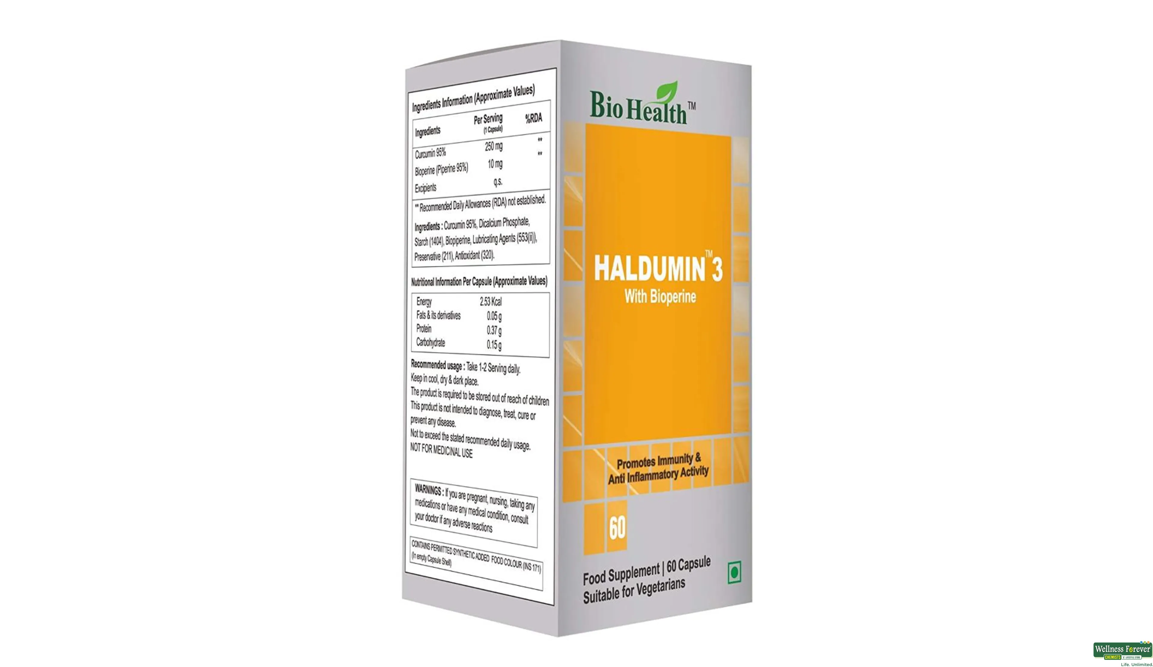 BIOHEALTH HALDUMIN3 BIOPERIN 250MG 60CAP- 5, 60CAP, 