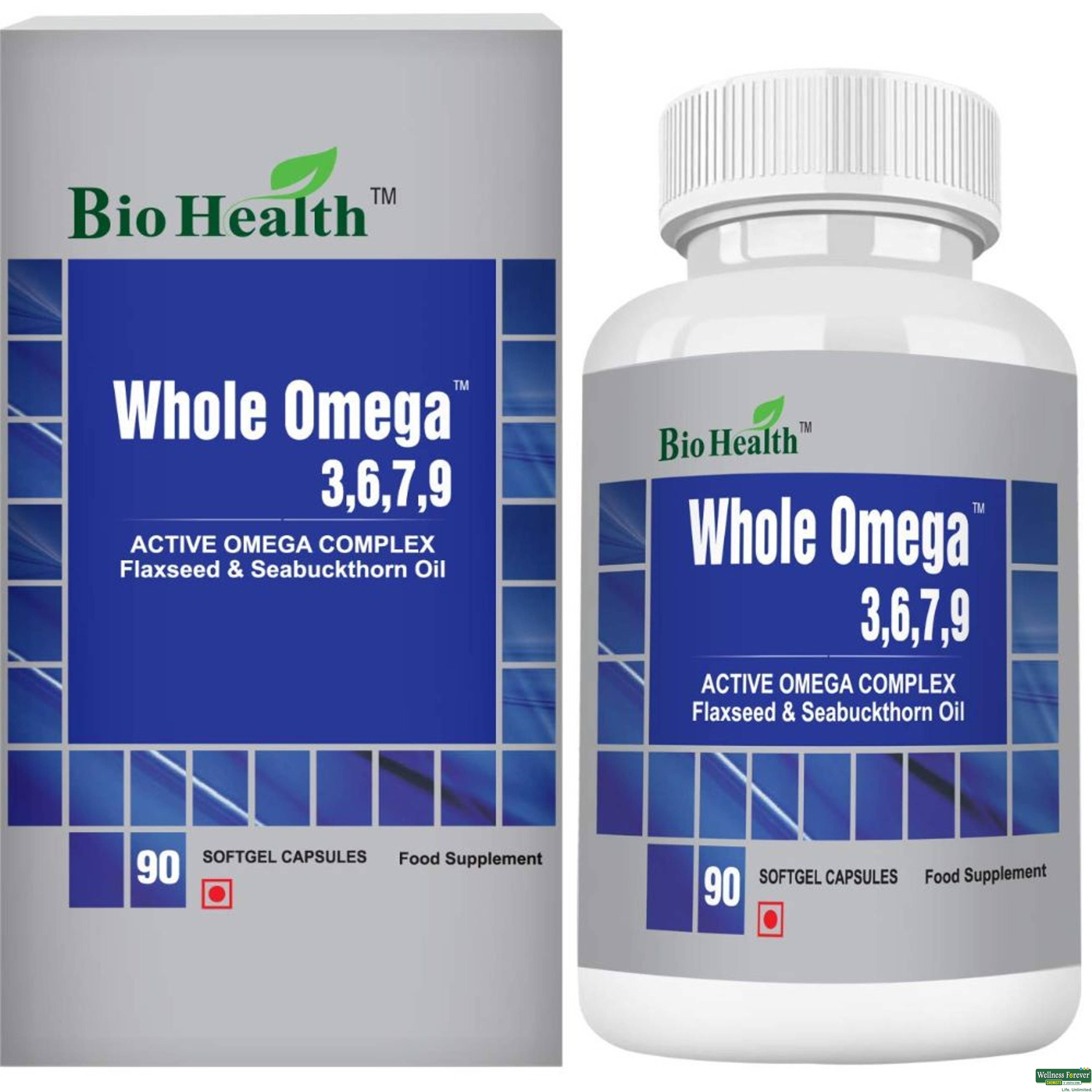 Bio Health Whole Omega 3 6 7 9 90 Capsules-image