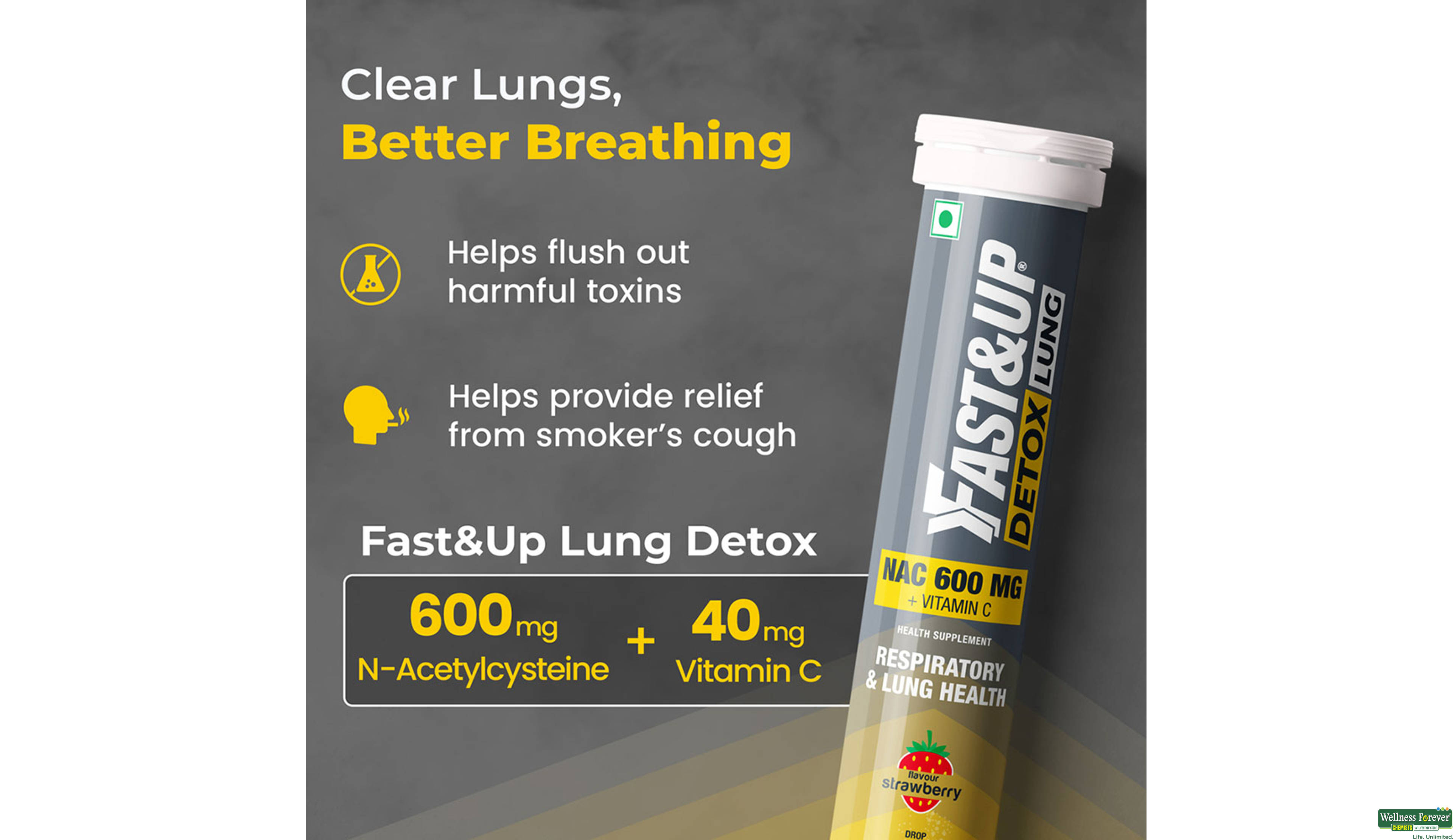 FAST/UP NAC 600MG RESPI & LUNGS 20TAB- 4, 20TAB, 