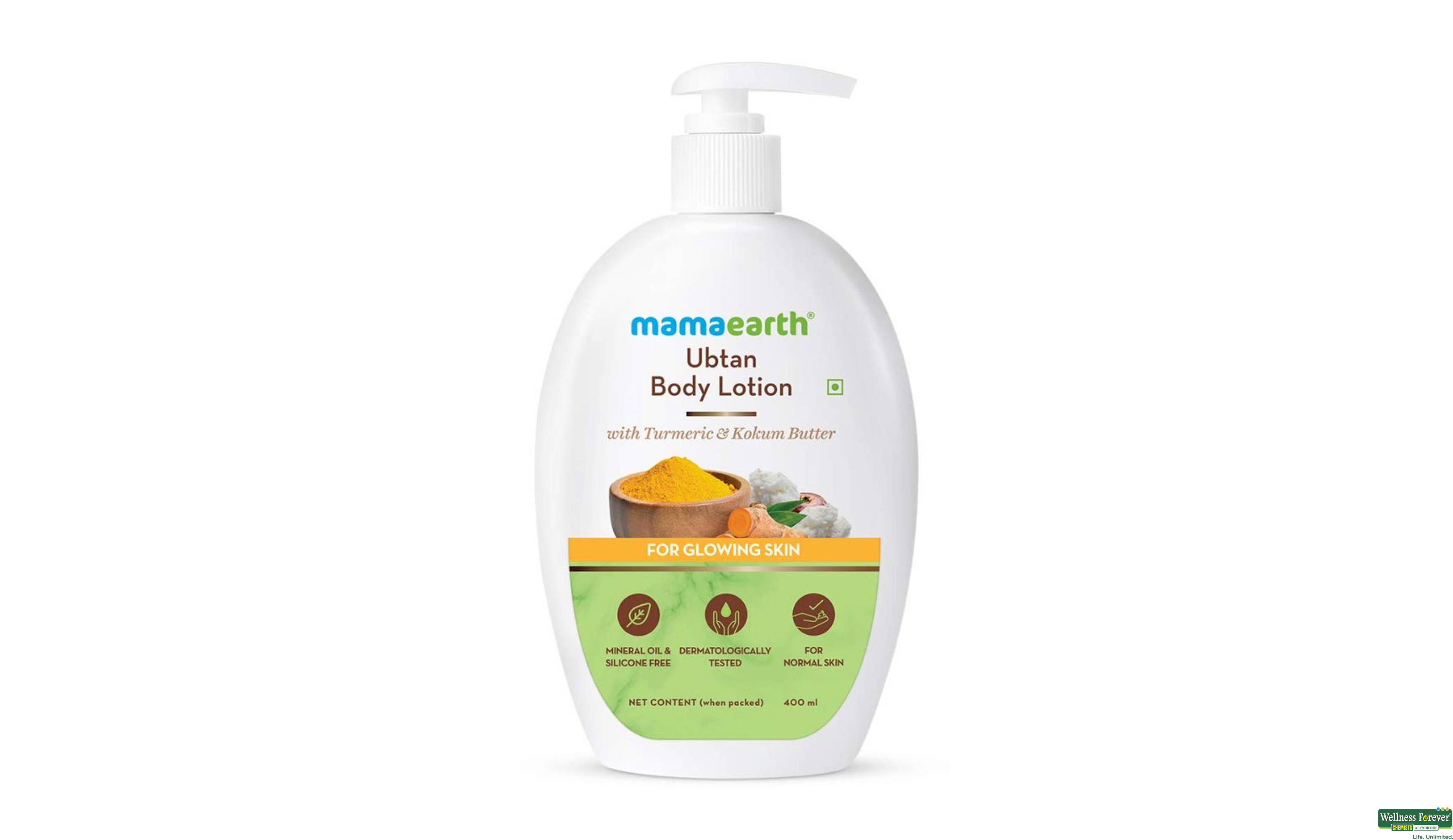 Buy Mamaearth Ubtan Body Lotion with Turmeric Kokum Butter for Glowing Skin 400 ml Online at Best Prices Wellness Forever