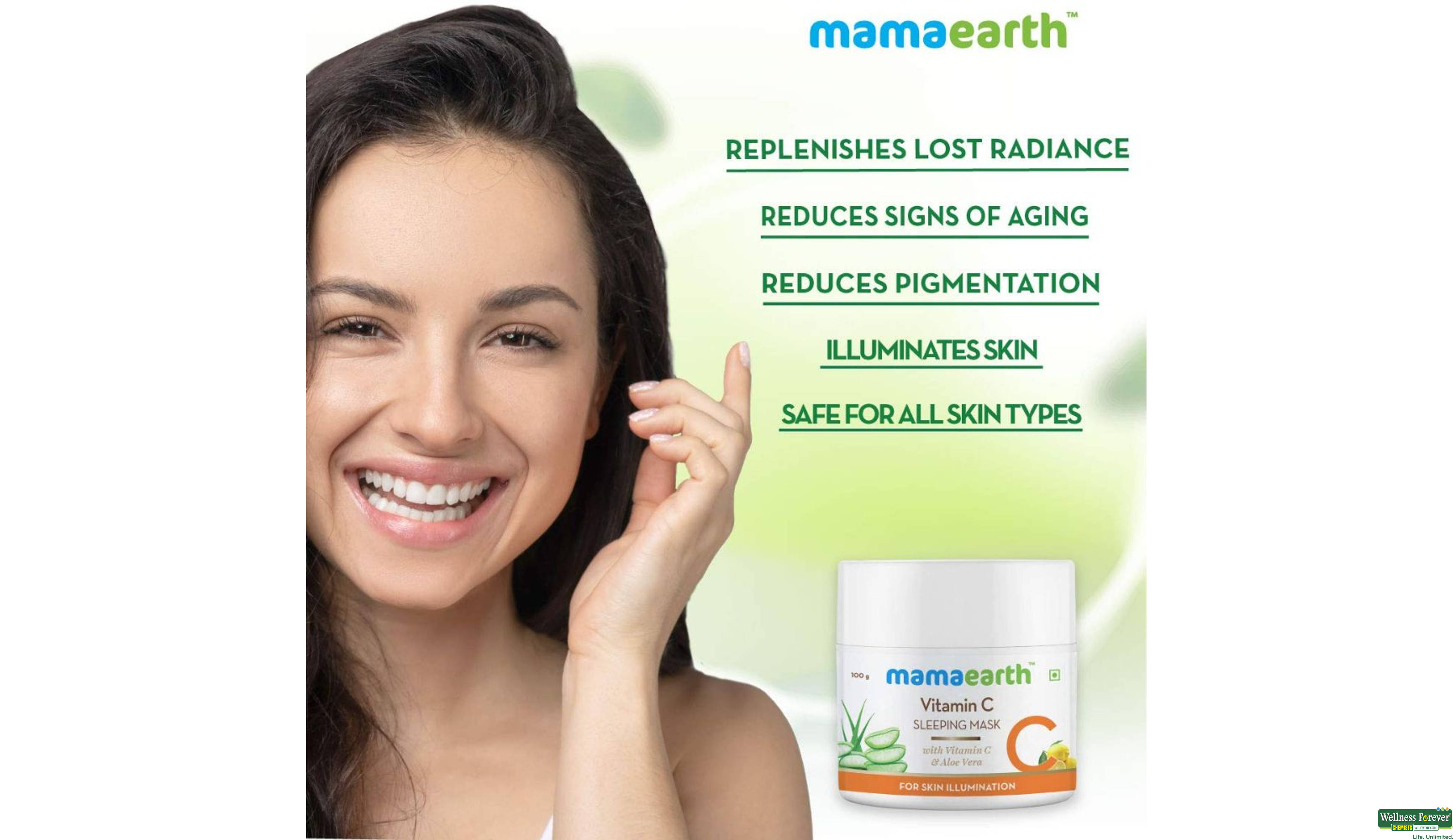 MAMAEARTH F/MASK SLEEPING VIT C 100GM- 2, 100GM, 