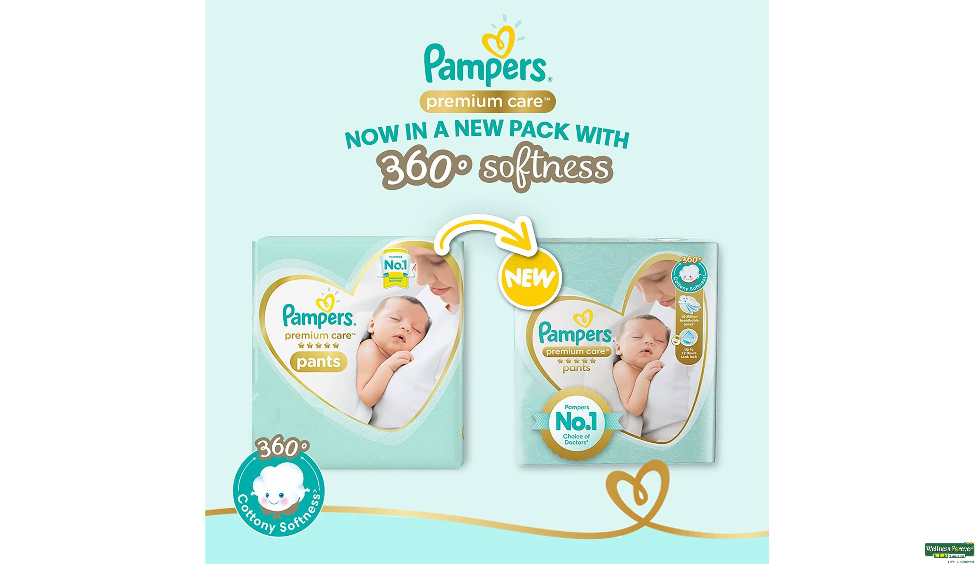 PAMP DIAP PREMIUM CARE PANTS N/B XS 42PC- 3, 42PC, 