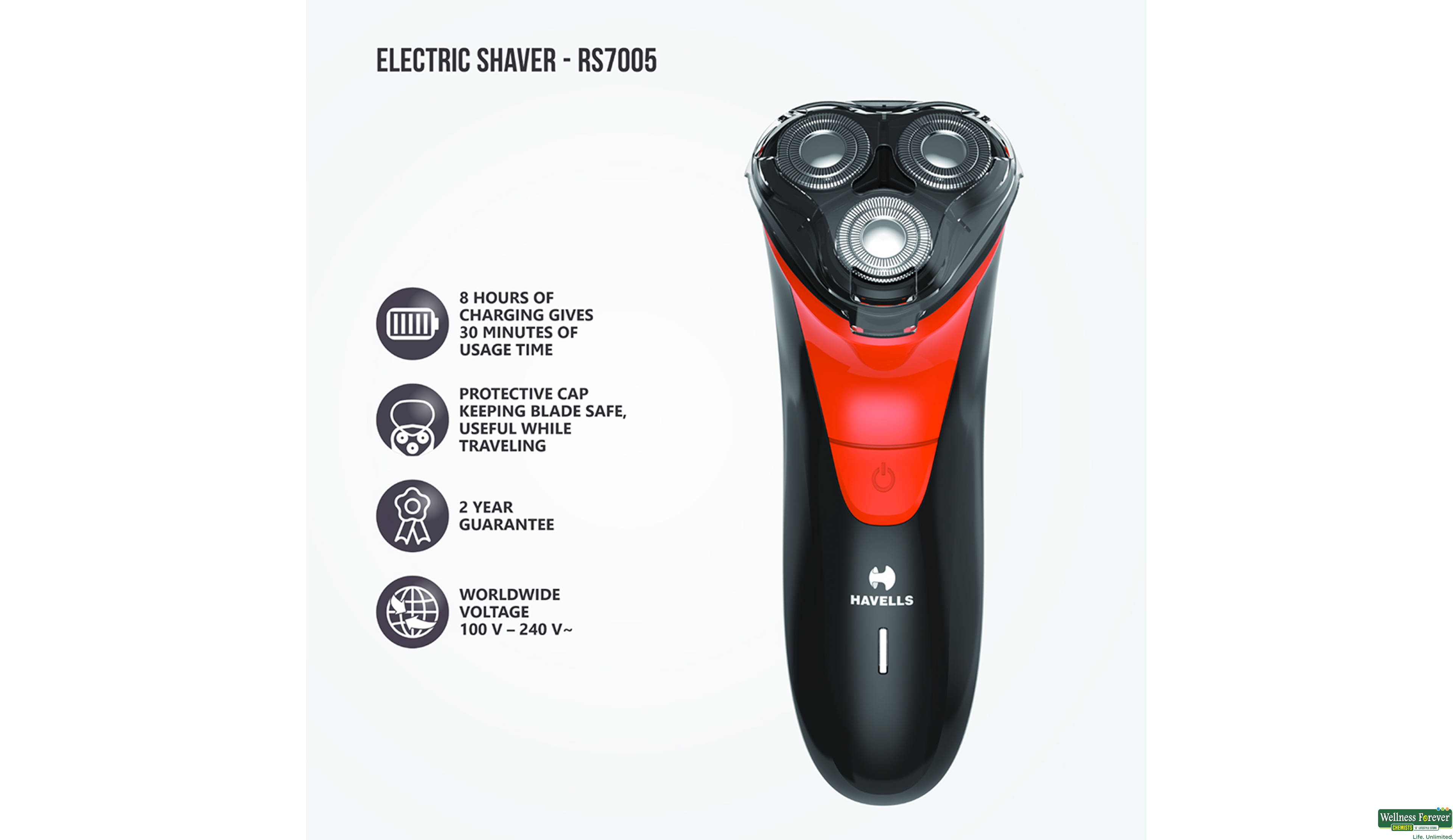 HAVELLS ELECTRIC SHAVER RS7005 1PC- 4, 1PC, 