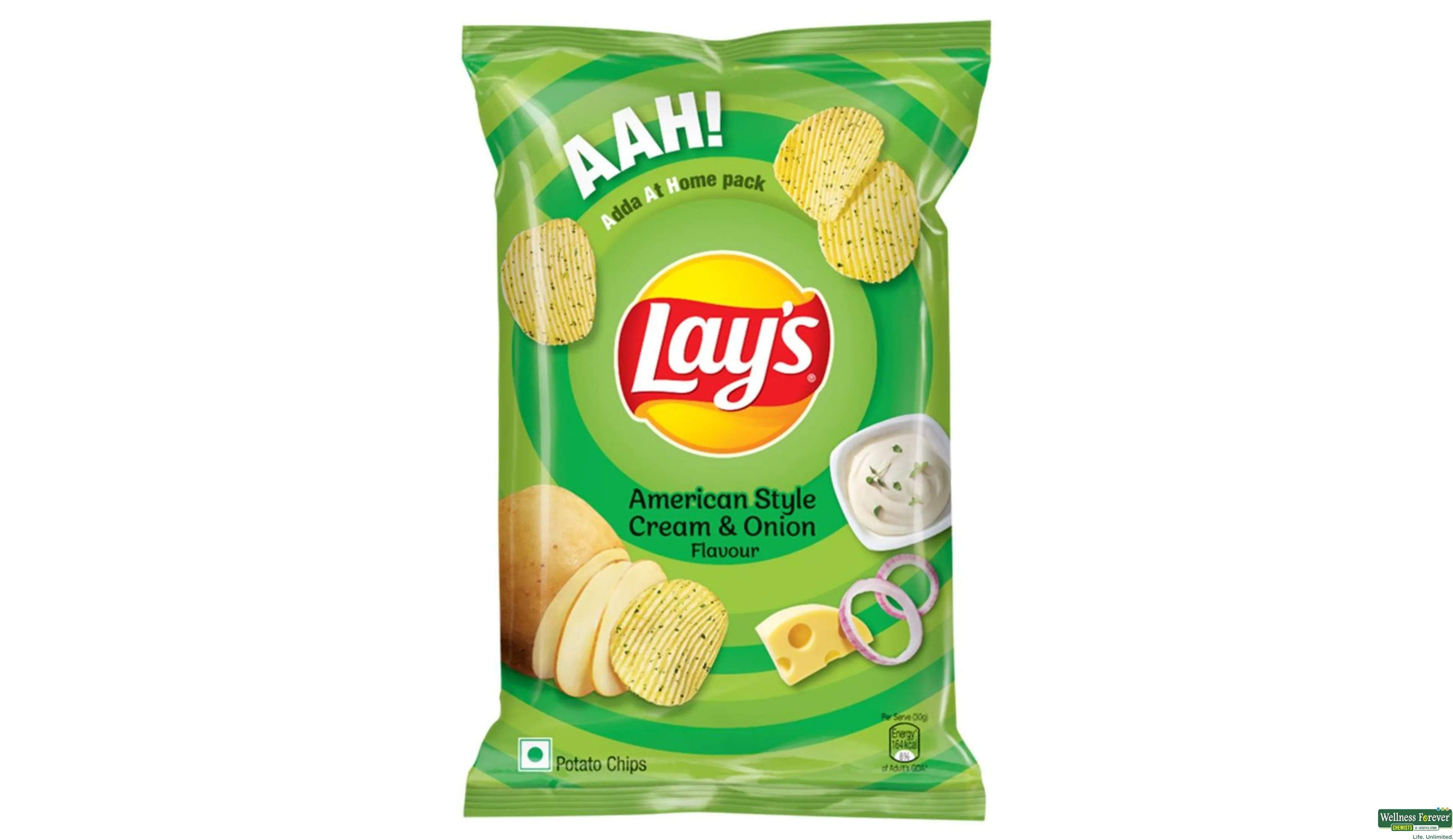 LAYS CHIPS AMERICAN SOUR CRM/ONION 90GM- 1, 90GM, 