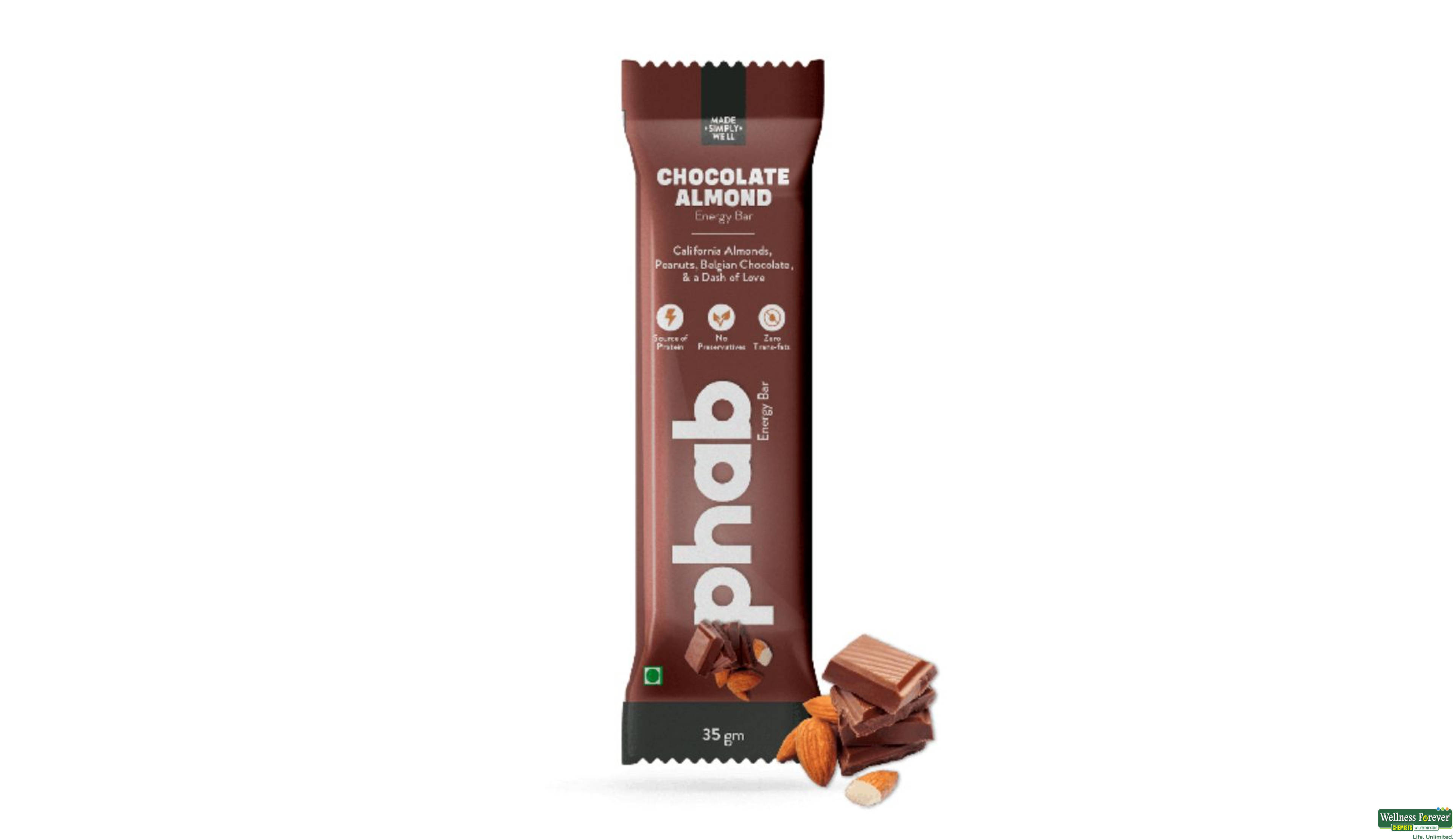 PHAB ENERGY BAR CHOCOLATE ALMOND 35GM- 1, 35GM, 