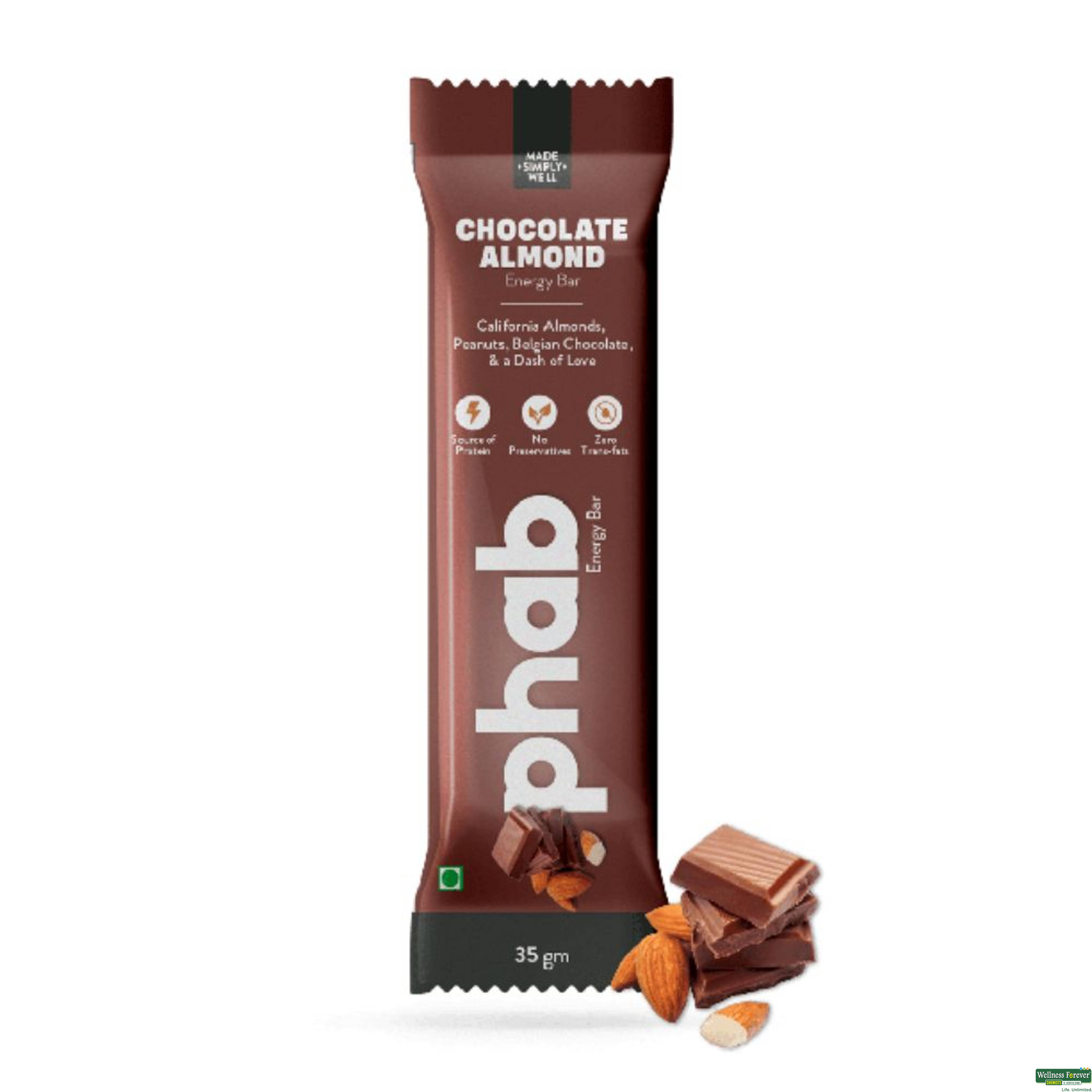 Phab Chocolate Almond Energy Bar 35g-image