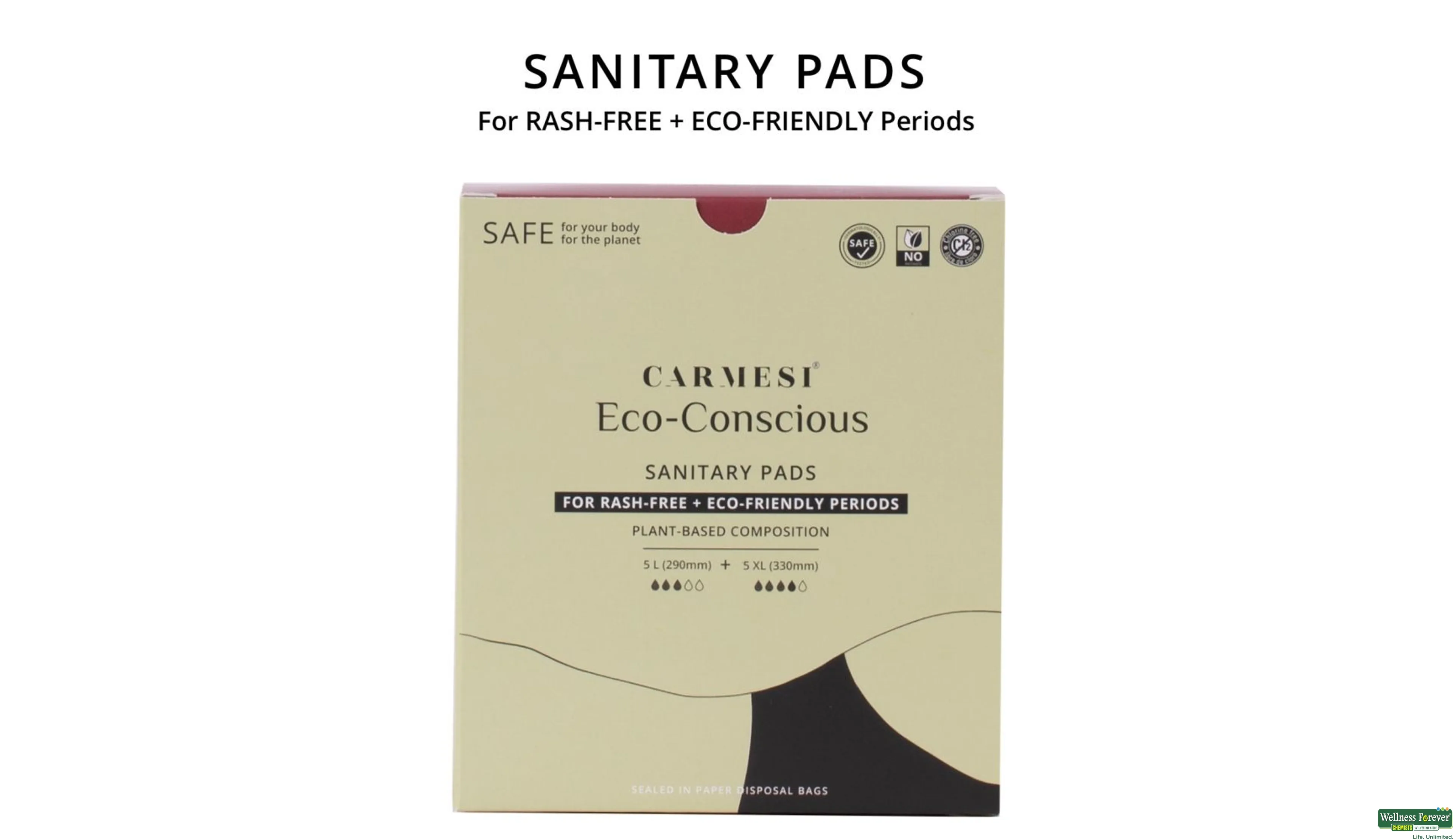 Buy Carmesi Eco-Conscious Sanitary pads, 5 Large + 5 XL pads, 10 pads  Online at Best Prices