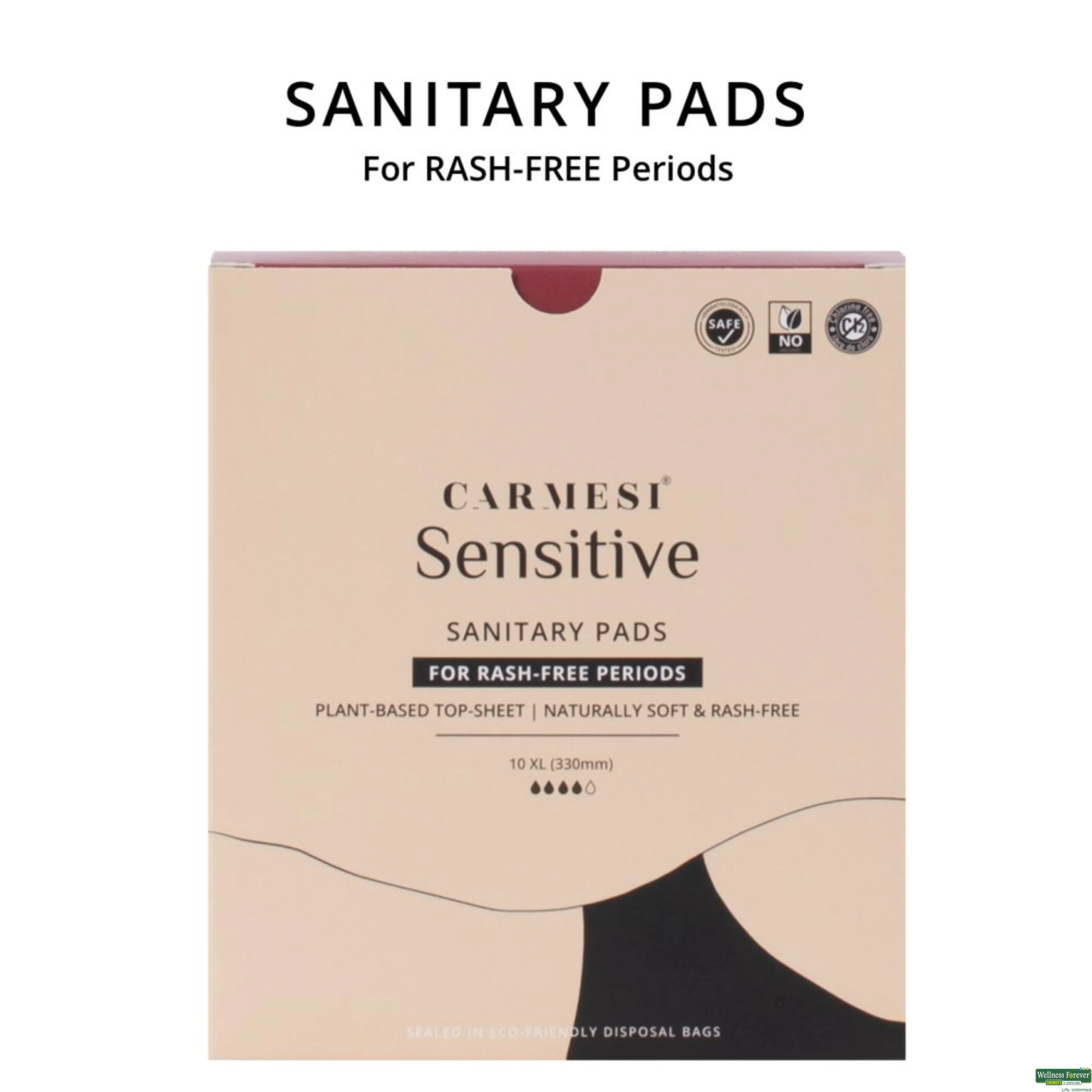 Buy Carmesi Sensitive Sanitary pads, Large, 10 pads Online at Best