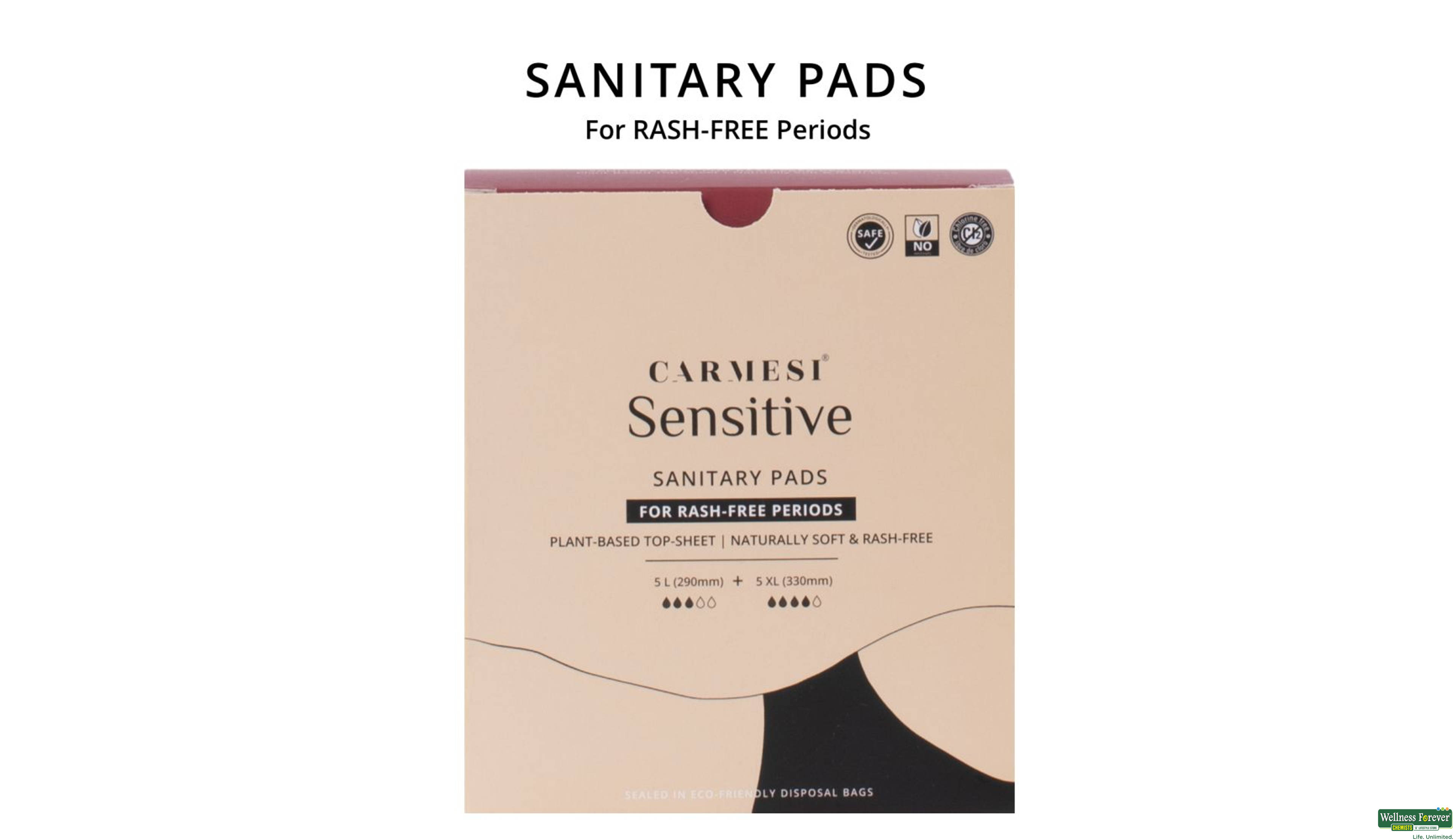 CARMESI SA/PADS SENSITIVE 5L+5XL 10PC- 1, 10PC, 