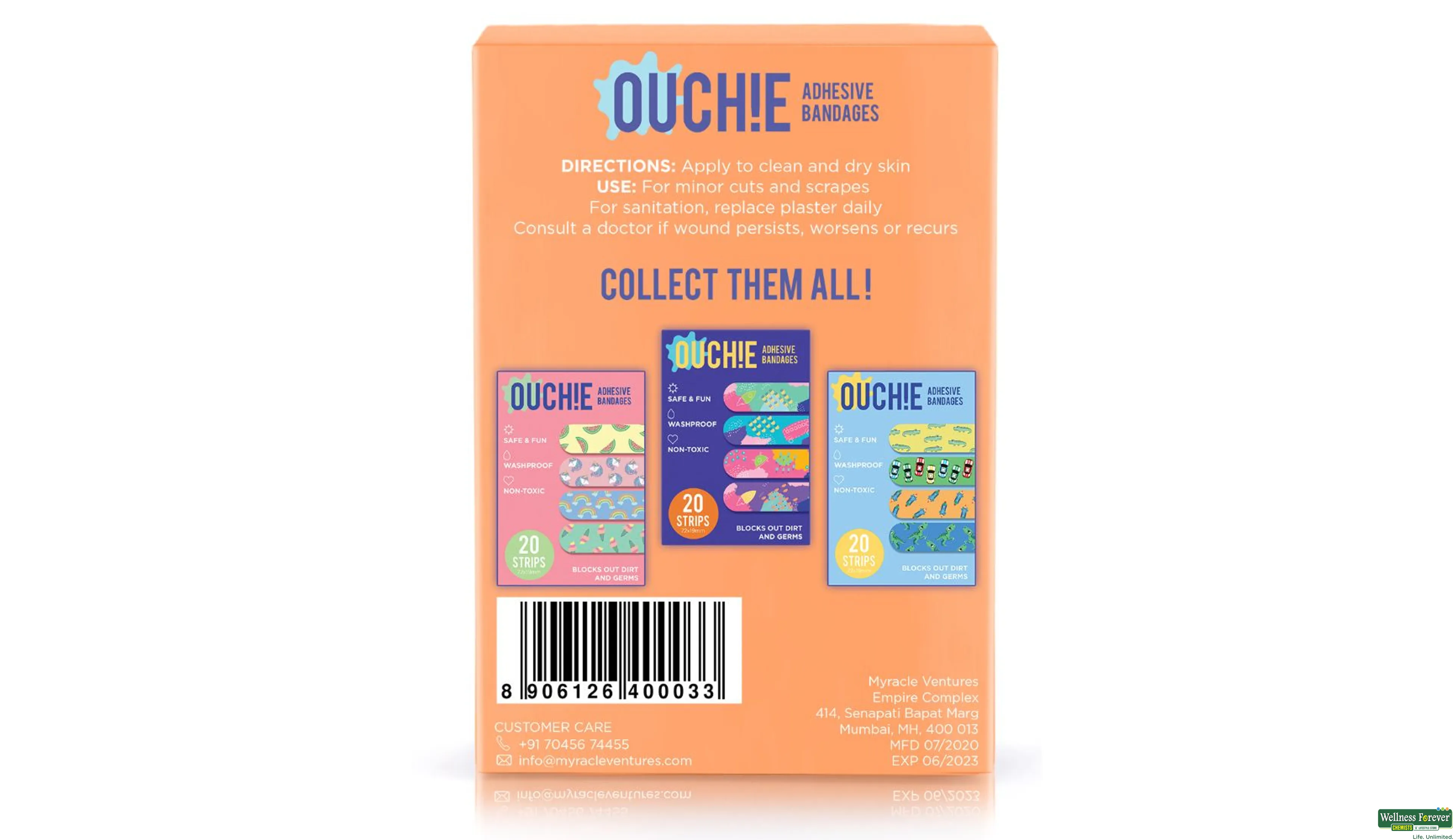 OUCHIE WASHPROOF ORANGE 20PC- 4, 20PC, null