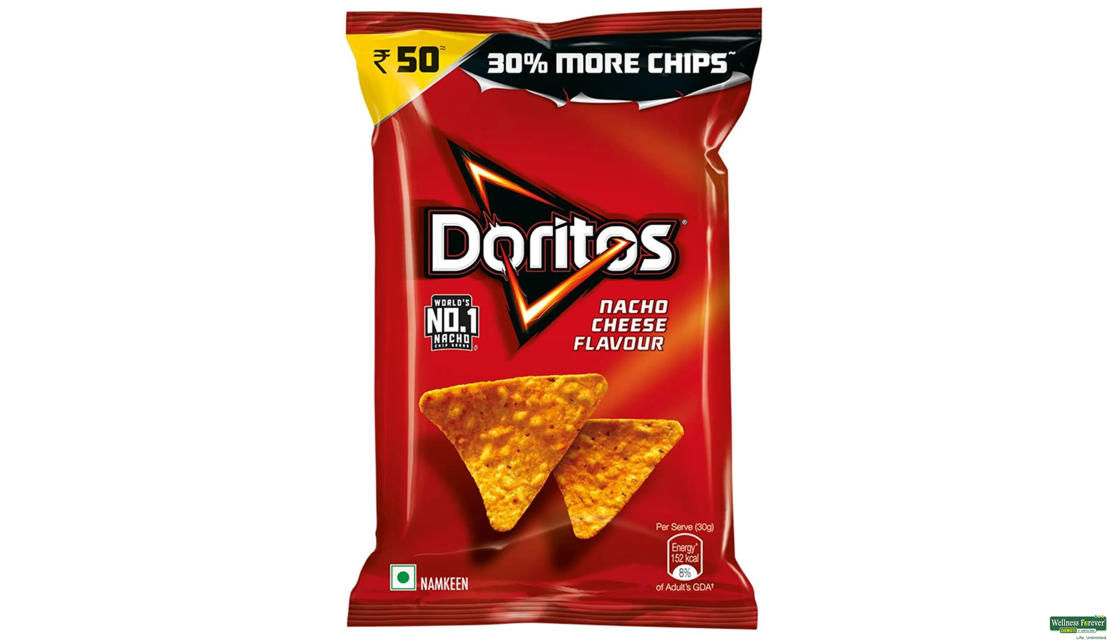 DORITOS NACHO CHEESE 110GM- 1, 110GM, 