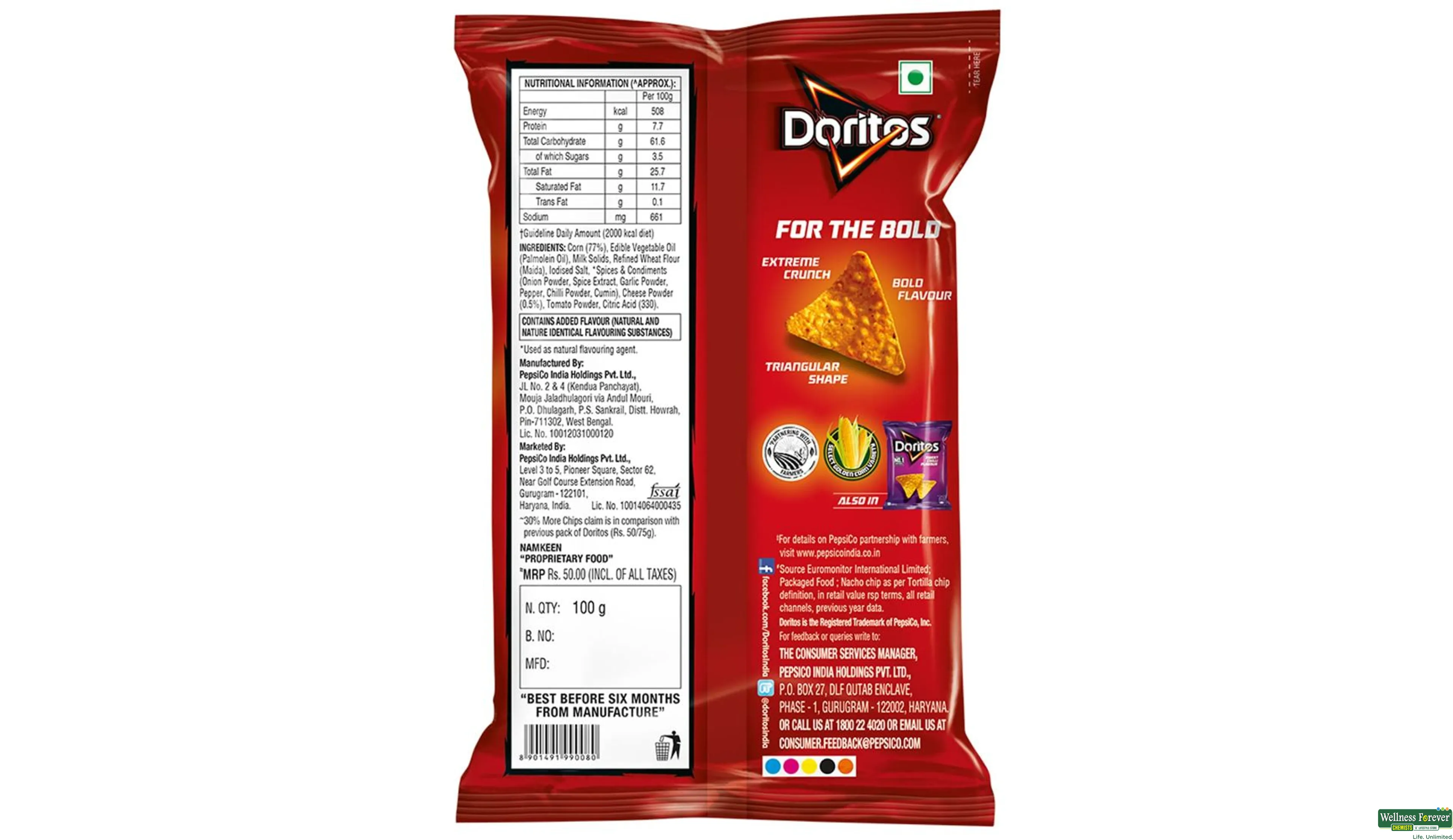 DORITOS NACHO CHEESE 110GM- 2, 110GM, 