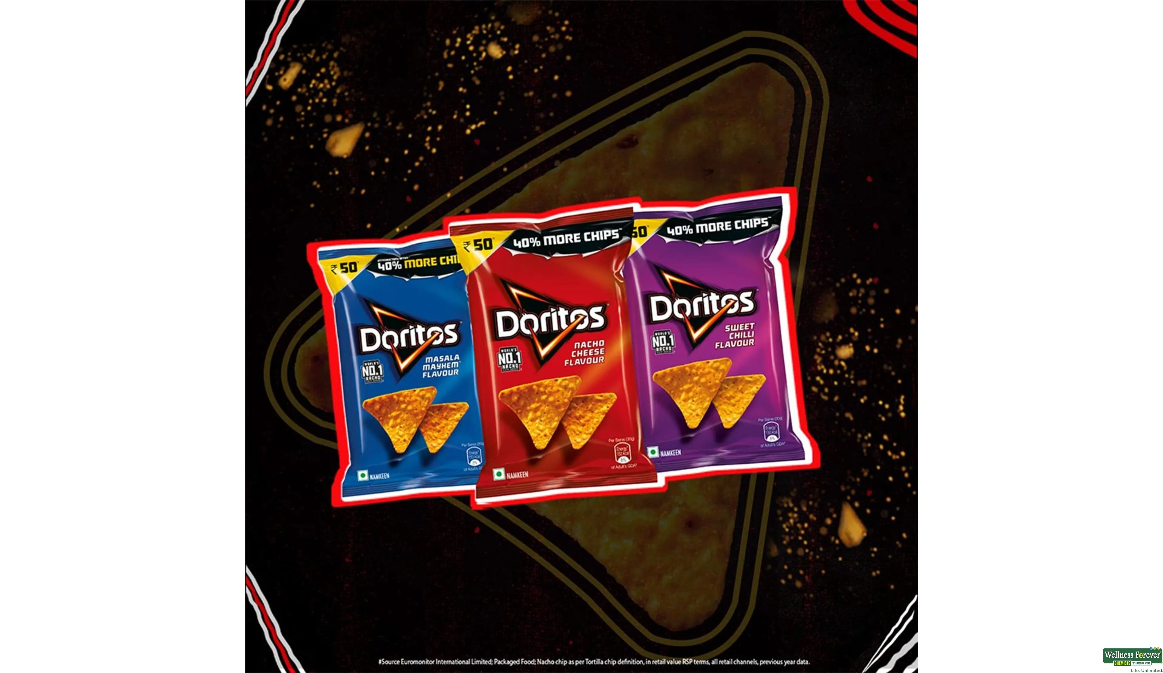 DORITOS NACHO CHEESE 110GM- 3, 110GM, 