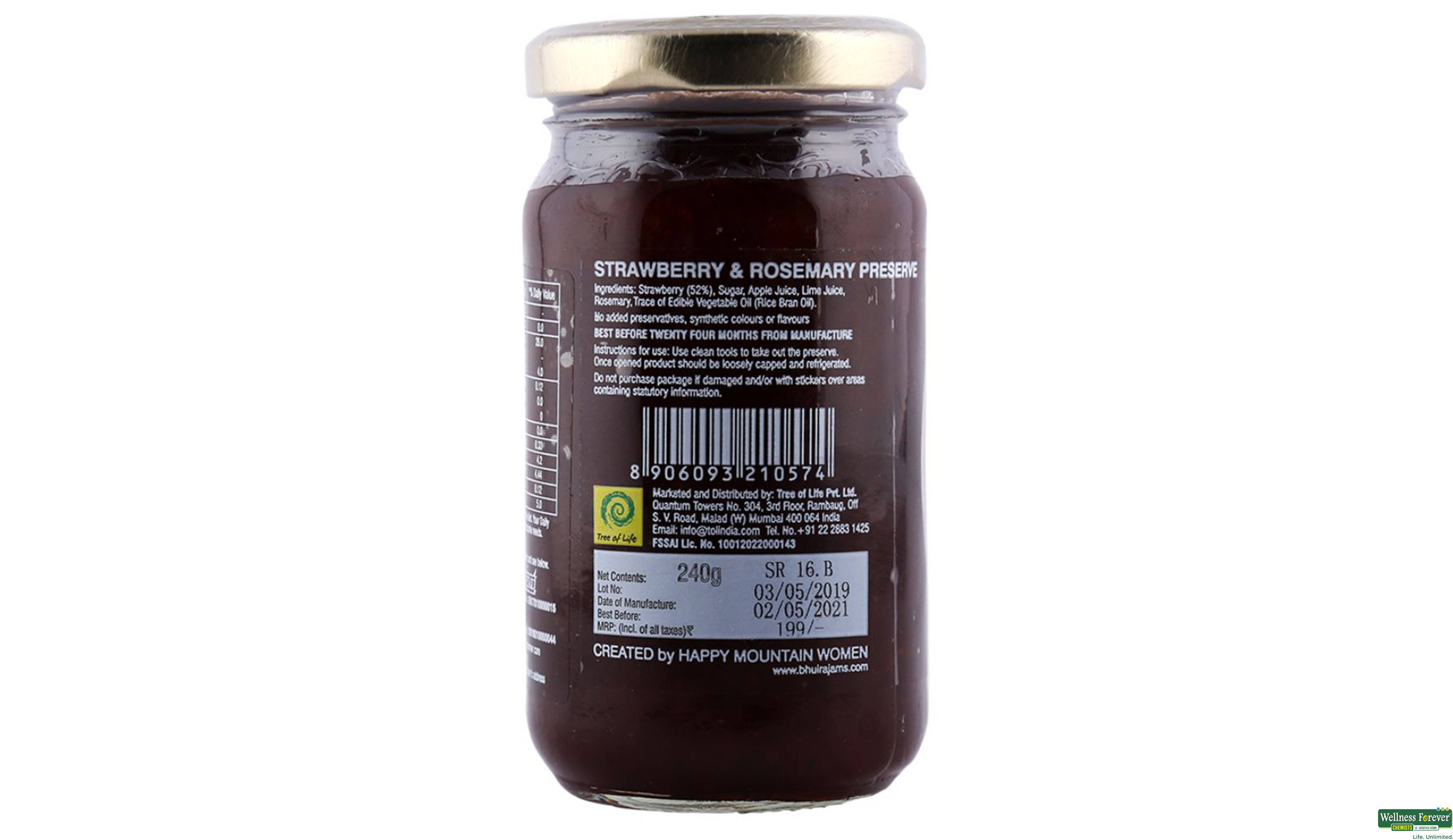 BHUIRA JAM STRAWBERRY & ROSEMARY 240GM- 2, 240GM, 