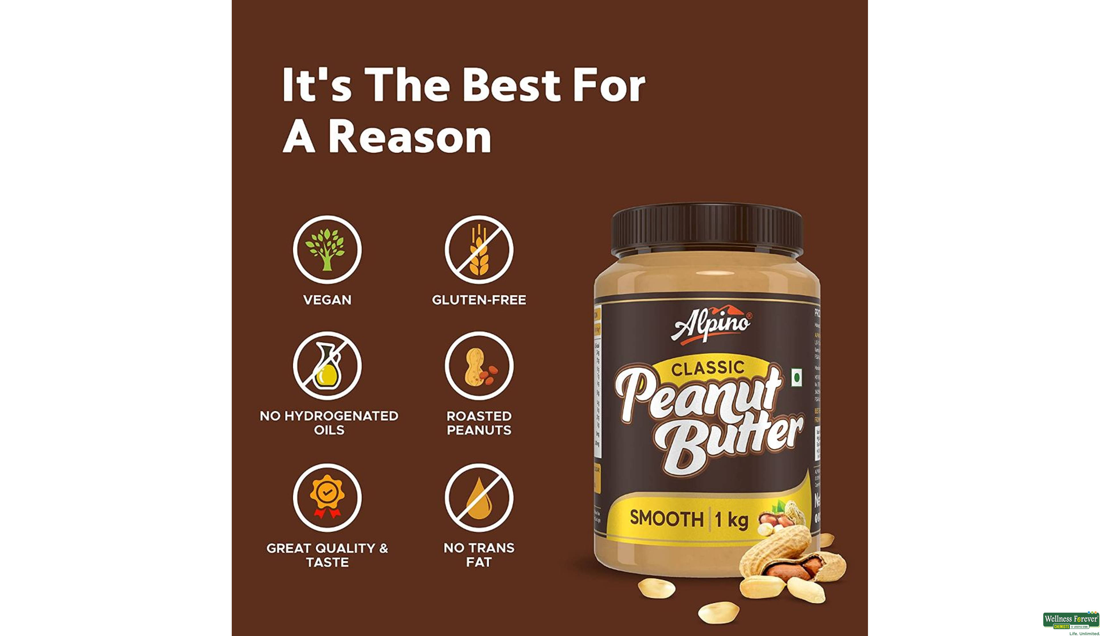 ALPINO CLASSIC PEANUT BUTTER SMOOTH 1KG- 6, 1KG, 