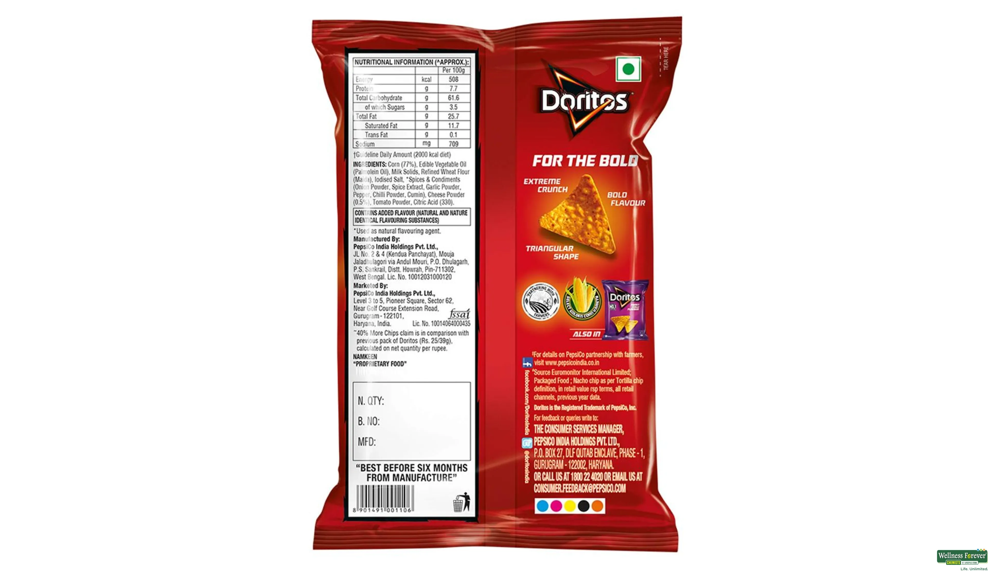 DORITOS CHIPS NACHO CHEESE 60GM- 2, 60GM, 