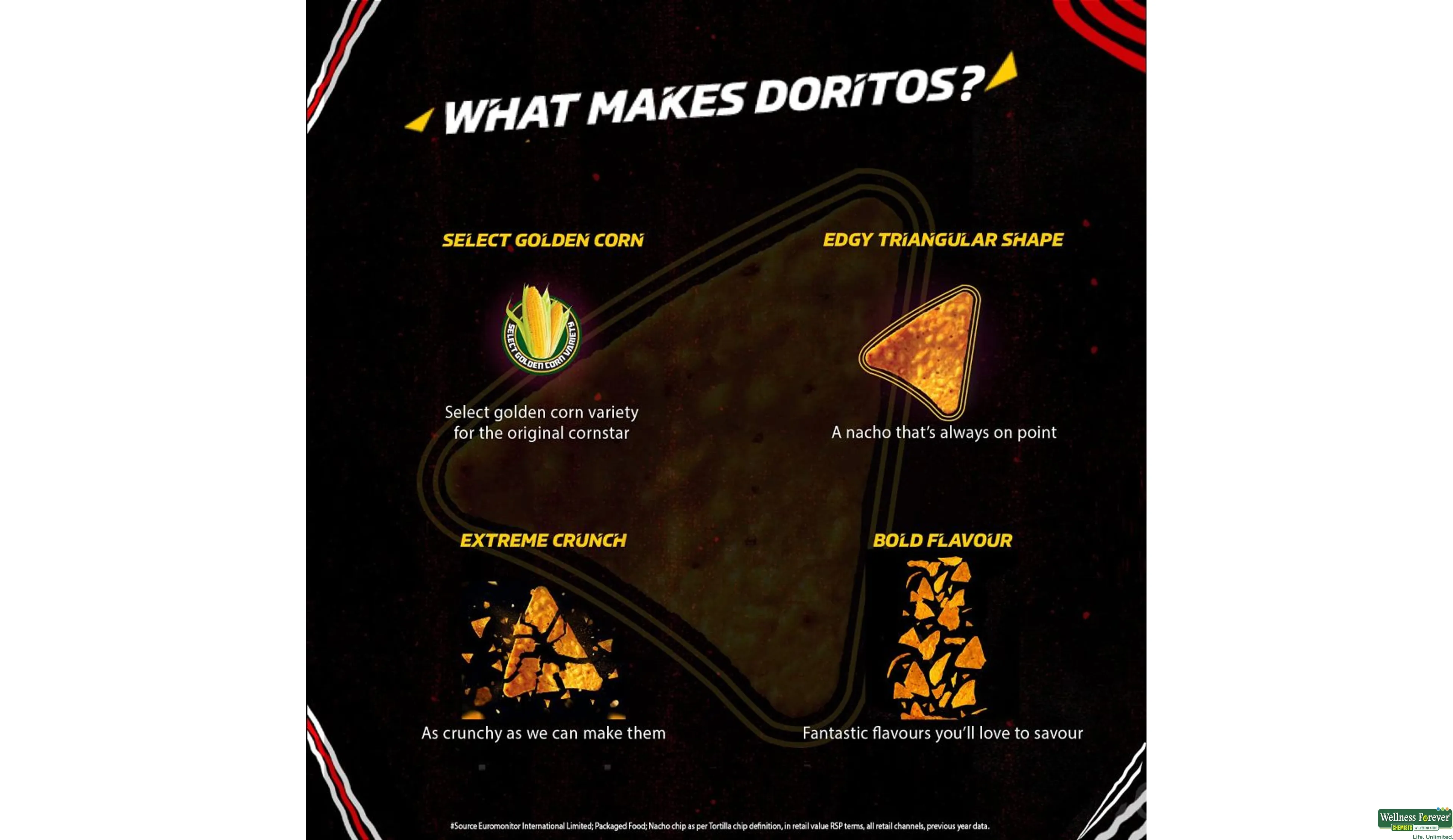 DORITOS CHIPS NACHO CHEESE 60GM- 4, 60GM, 