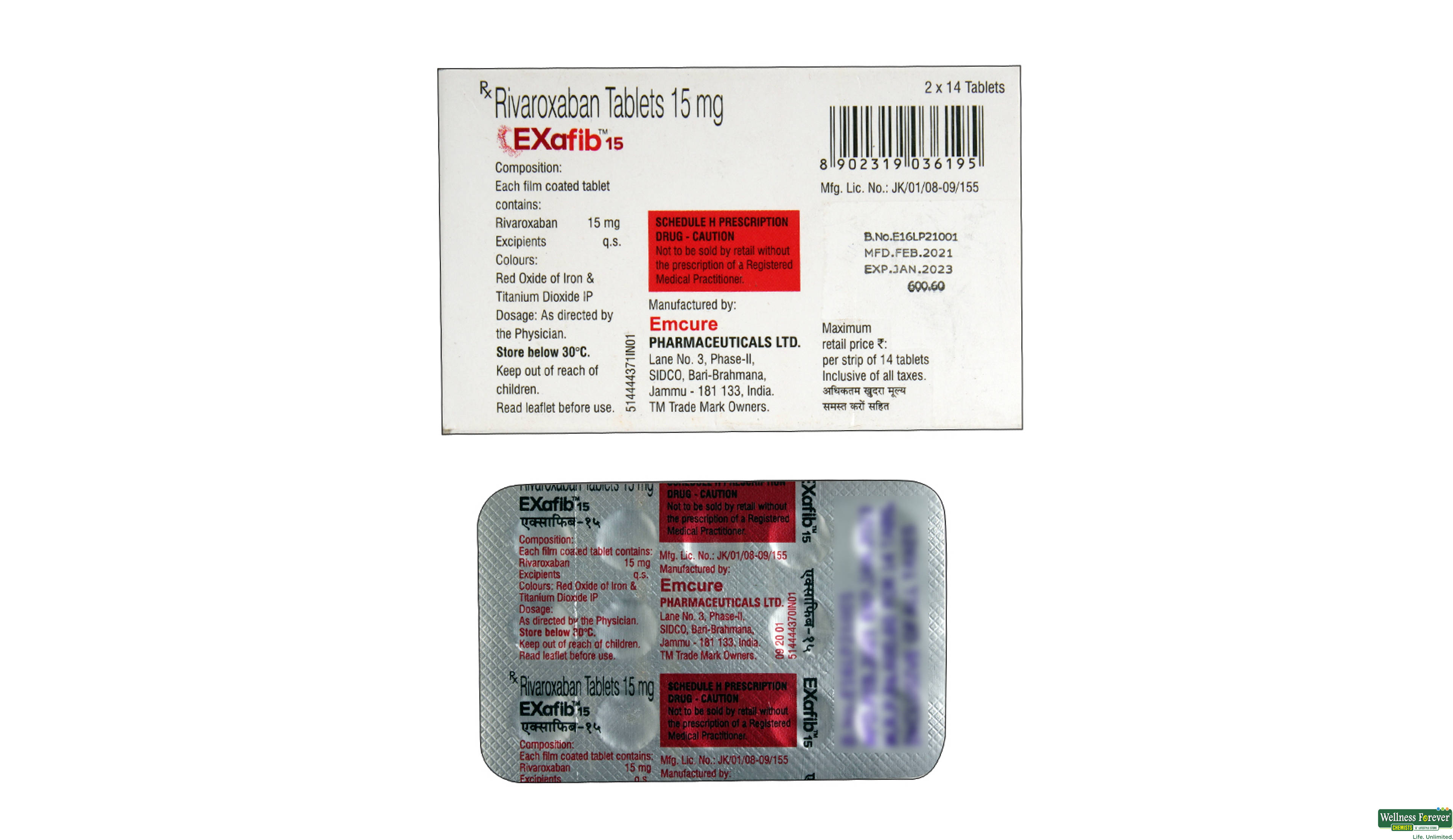 EXAFIB 15MG 14TAB- 2, 14TAB, 