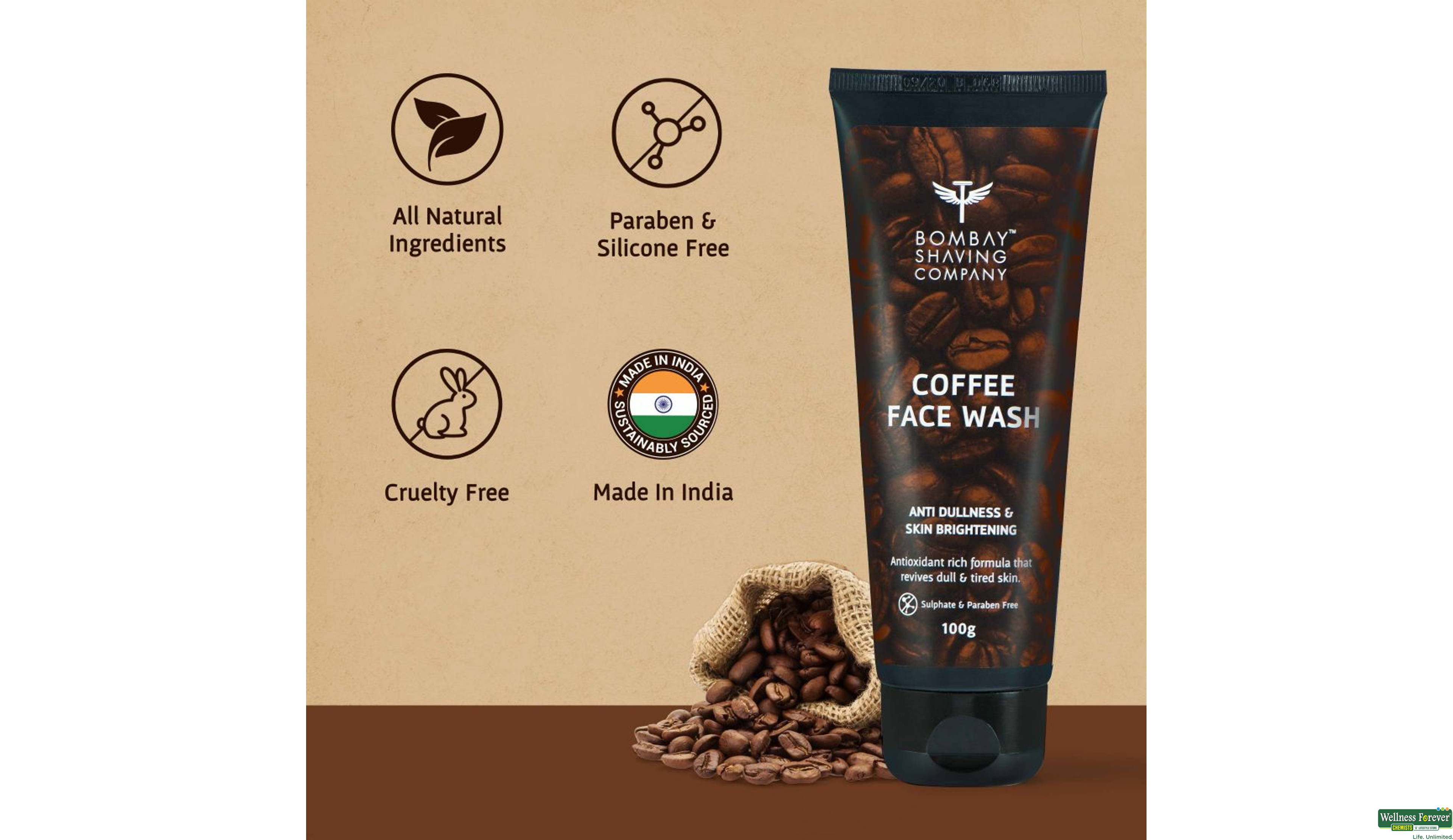 BOMBAY SHAVING F/WASH COFFEE 100GM- 6, 100GM, 