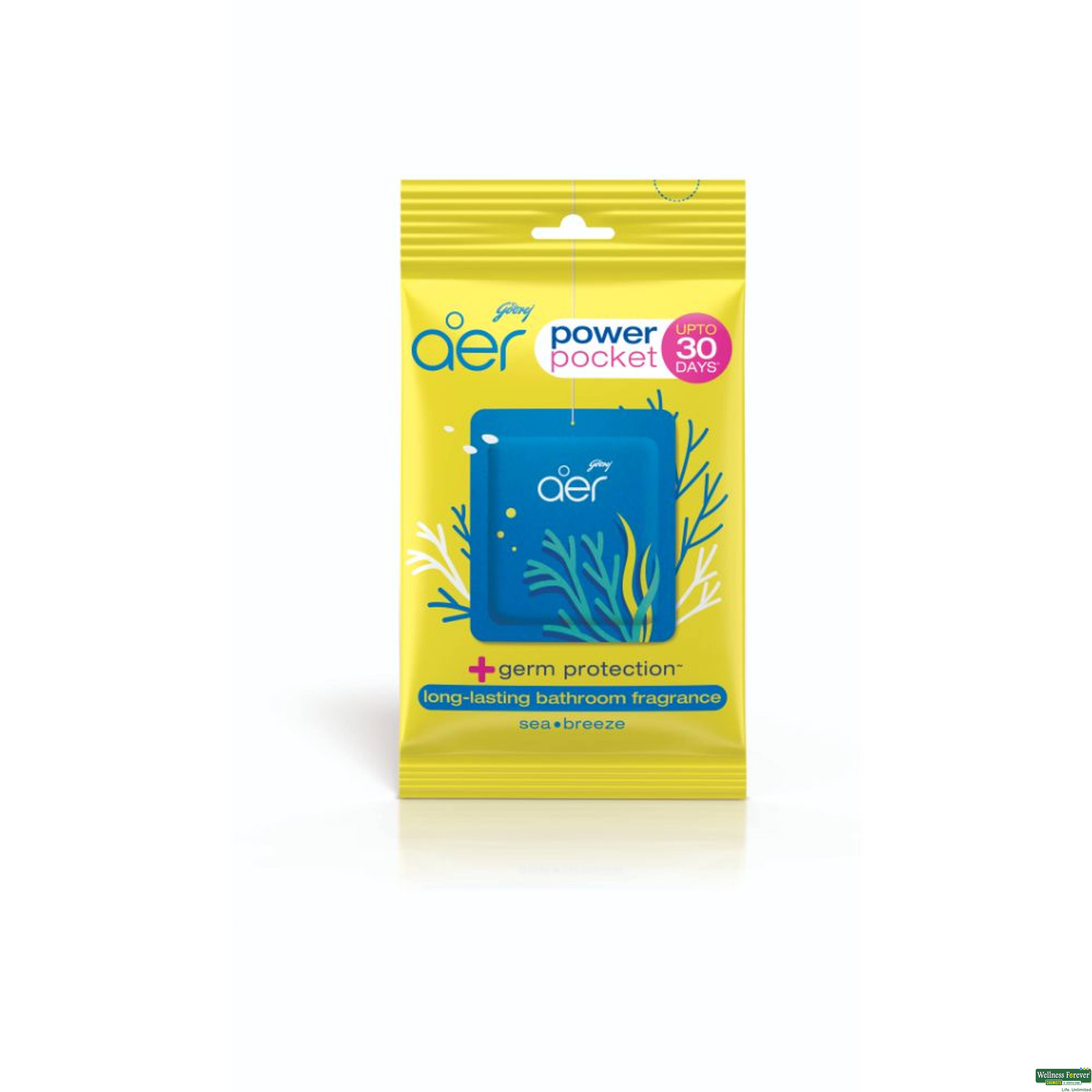 Godrej Aer Powderer Pocket Bathroom Sea Breeze Fragrance, 1 Piece-image